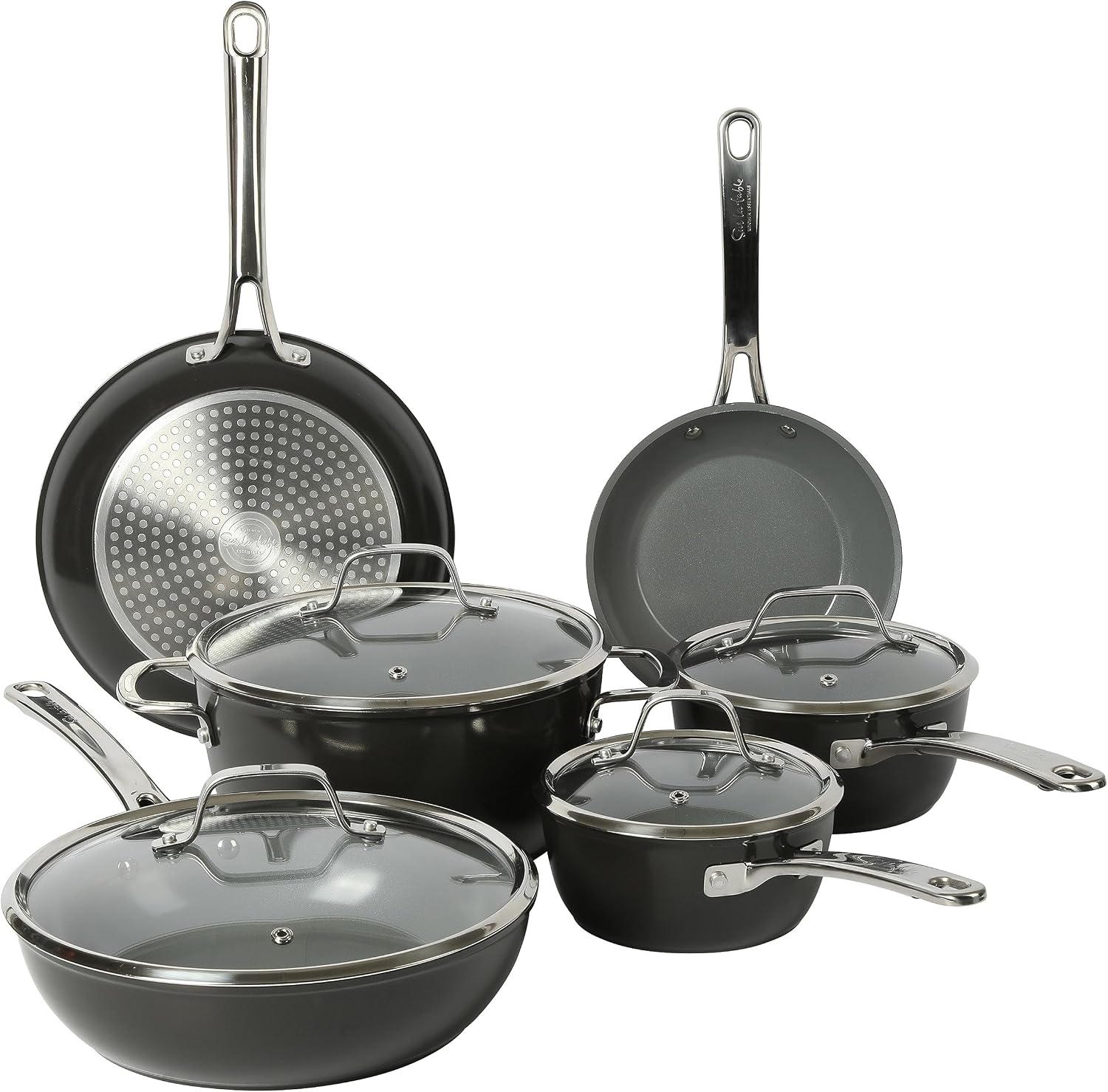 Thumbnail 6 de Sur La Table Kitchen Essentials 10-Piece PFA-Free Nonstick Cookware Set (Titanium Ceramic) - Linen White
