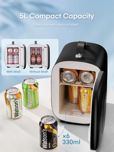 Detalle de FOHERE Mini Fridge Portable 5L: Quiet 12V/240V Cooler & Warmer for Home, Office, Car