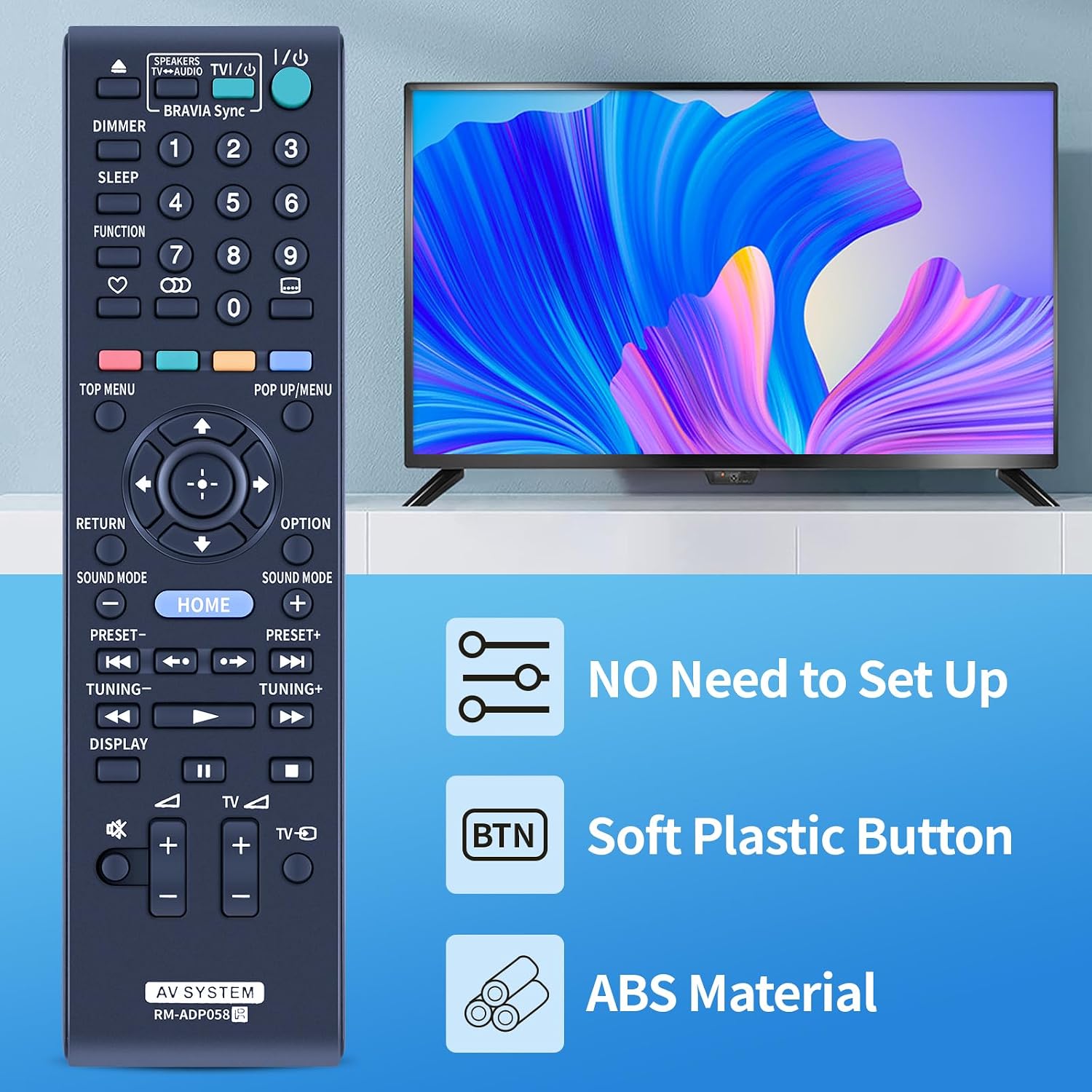 Detalle de TCNOUMT RM-ADP058 replacement remote for Sony AV DVD/Blu-ray systems (RM-ADP058)