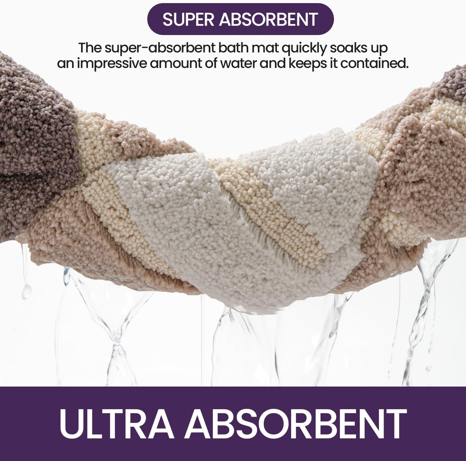 Thumbnail 3 de DEXI Bath Mat 40 x 60 cm (beige) – extra soft, extra absorbent microfiber with non-slip TPR backing