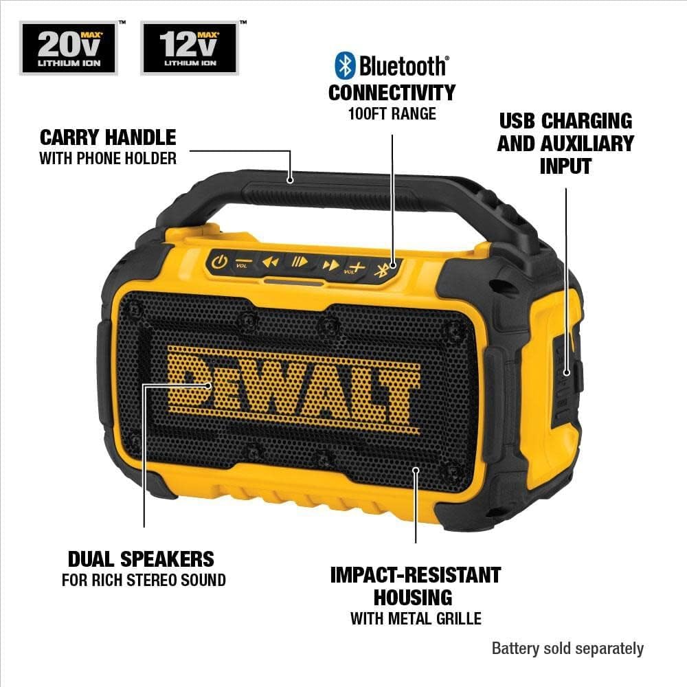 Detalle 2 de DEWALT DCR010 Bluetooth Jobsite Speaker 100 ft
