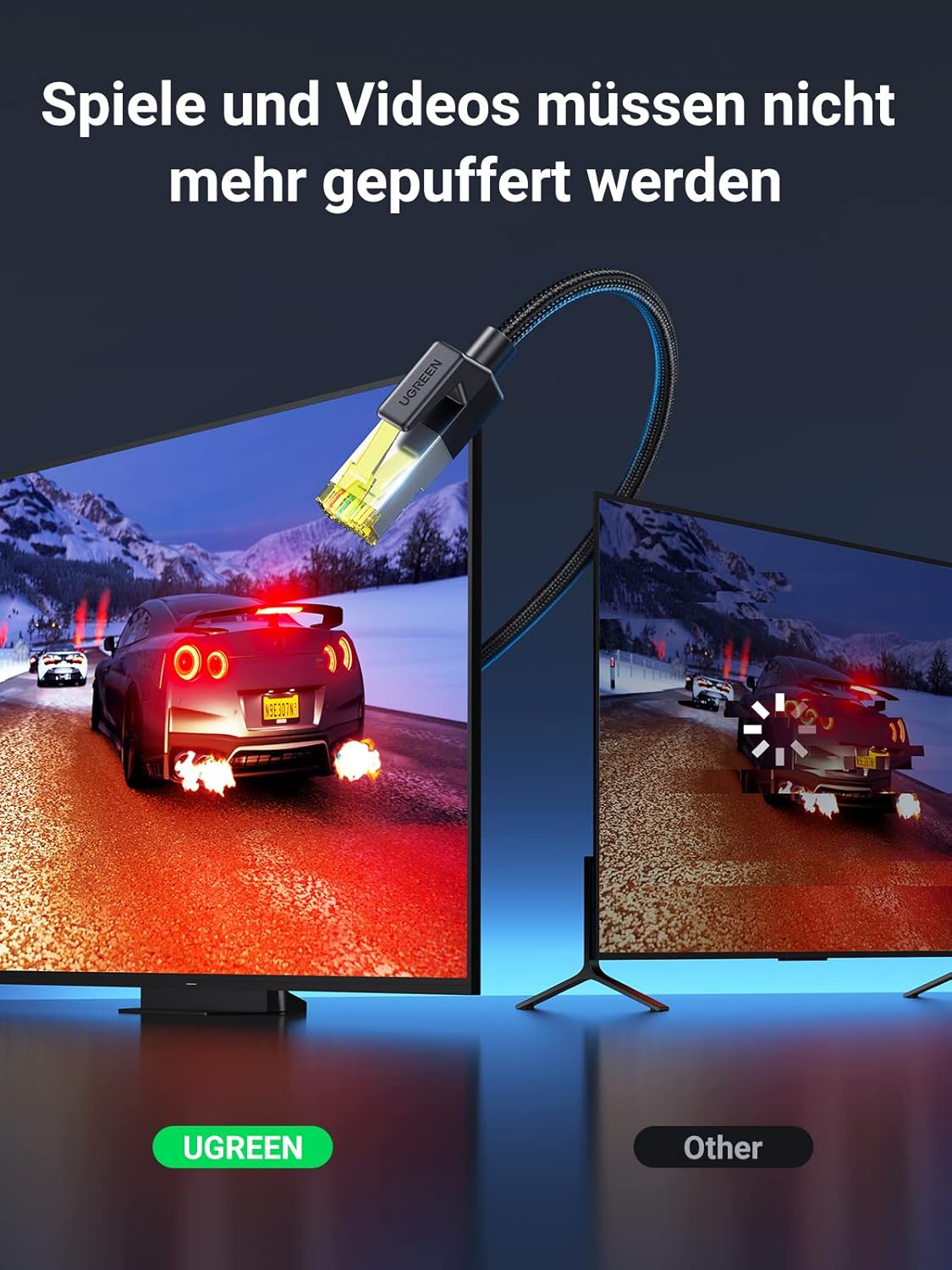 Thumbnail 2 de UGREEN CAT 7 LAN-Kabel (RJ45) mit bis zu 10.000 Mbit/s, 600 MHz, F/FTP – für PS5/PS4, Switch, Router & mehr (10 m)