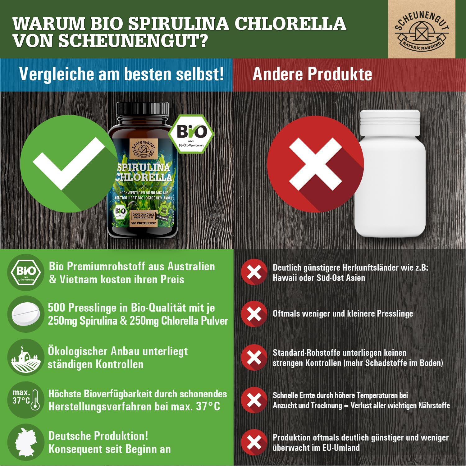 Thumbnail 4 de Scheunengut Spirulina Chlorella 6000mg Tabletten