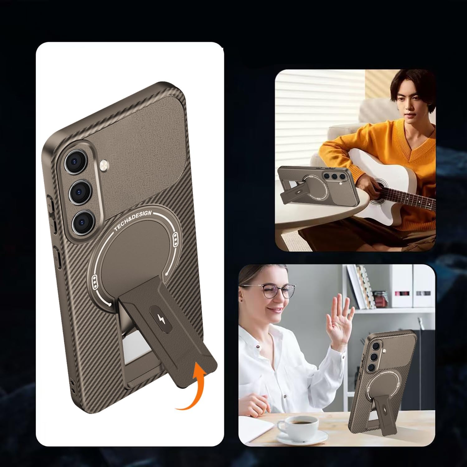 Thumbnail 2 de Asuwish Carbon Fibre Case with Tempered Glass for Samsung Galaxy S24 FE 5G