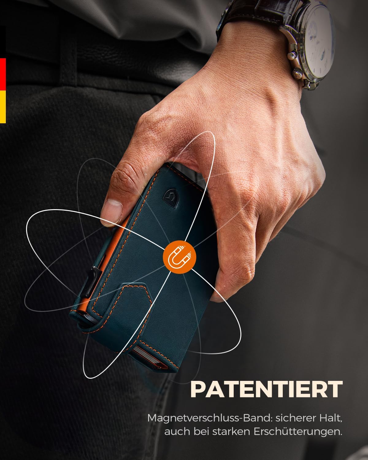 Detalle de LORZOR Kartenetui mit Magnetverschluss – Slim Wallet mit RFID-Schutz und Münzfach
