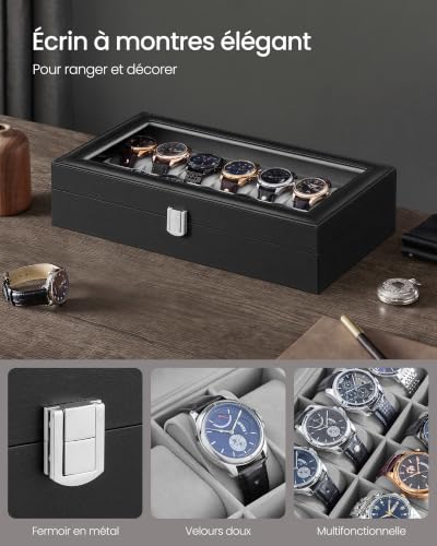 Detalle de SONGMICS Boîte à Montres à 14 Emplacements avec Couvercle en Verre