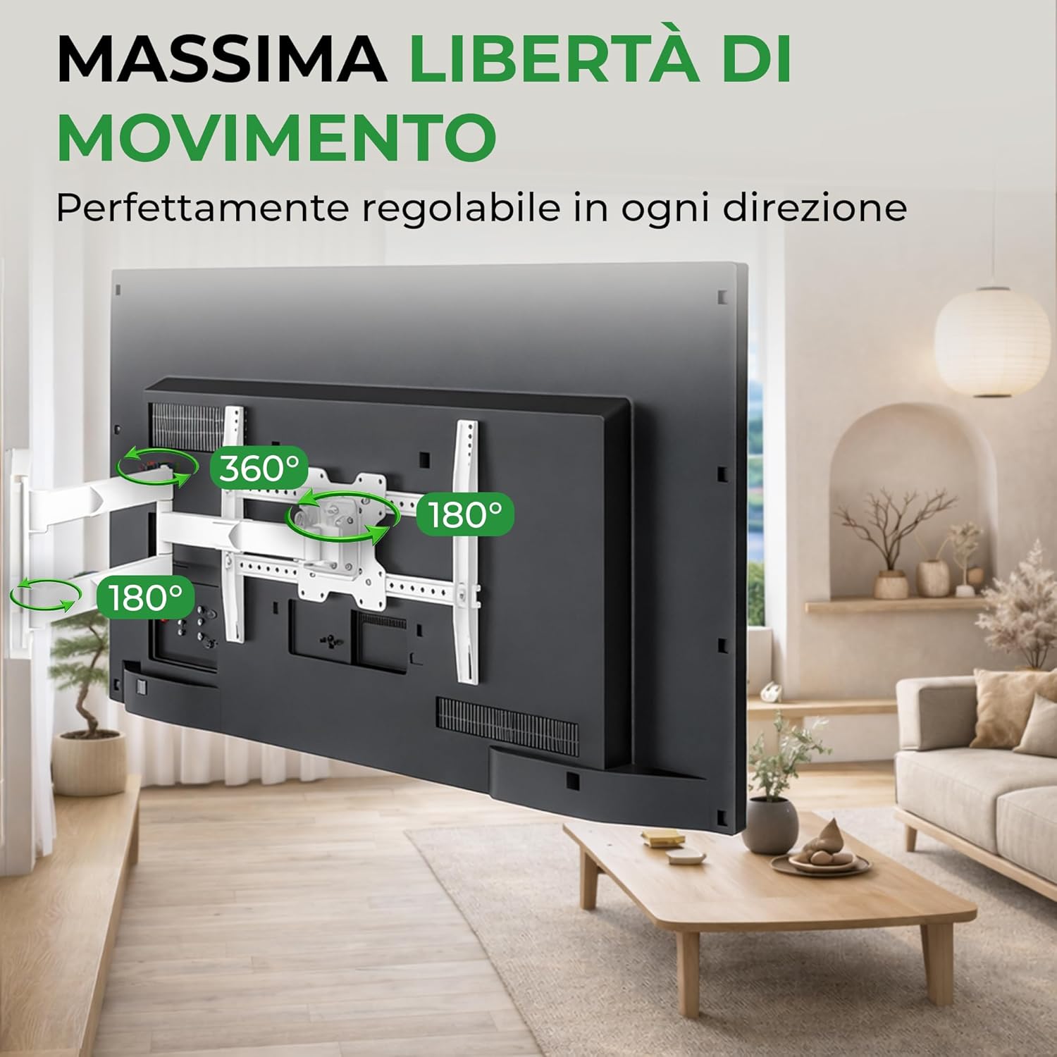 Thumbnail 6 de XTRARM TiTon Flex 80 cm supporto TV da parete bianco per TV 42–85 pollici (fino a 80 cm, VESA 400x400, portata 60 kg)