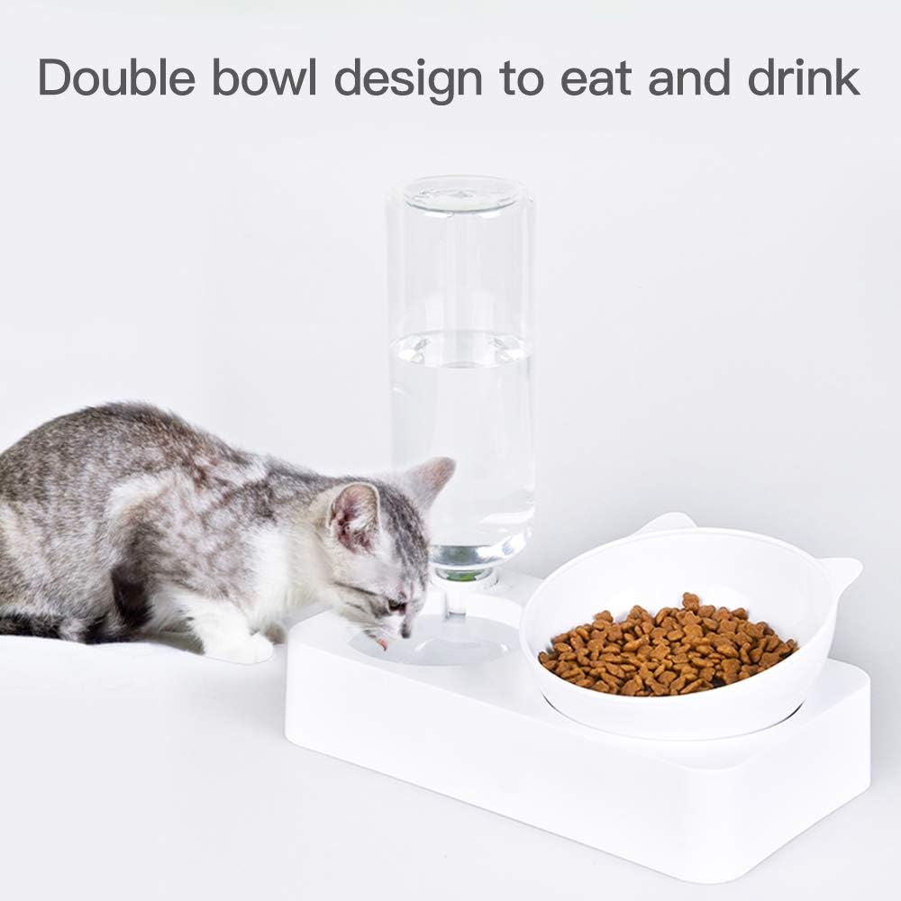 Detalle 2 de Marchul Cat Gravity Water and Food Bowls set with tilted bowls and automatic refilling