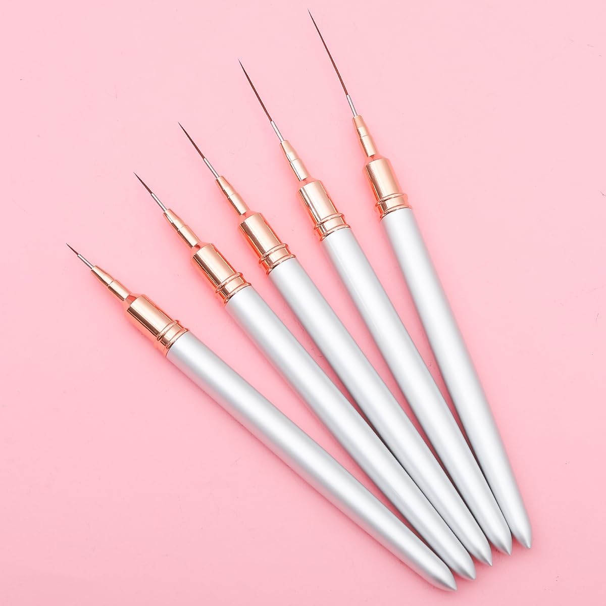 Thumbnail 2 de ZEOHBETY ZNB001 nailartpenselset met 5 linerpenselen in 4–25 mm, zilver