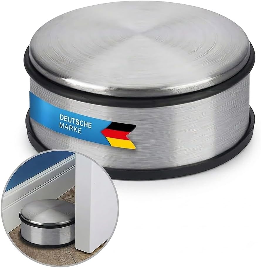 Thumbnail 6 de GOODS+GADGETS® Butée de Porte en Inox – Lot de 4 (1,2 kg) sans Perçage, base caoutchouc antidérapante – Noir mat