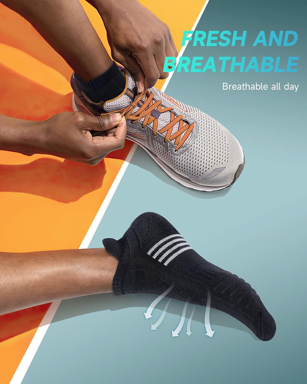 Thumbnail 1 de TANSTC Unisex Running Socks – Anti-Blister Cushioned Ankle Socks (6 Pairs)