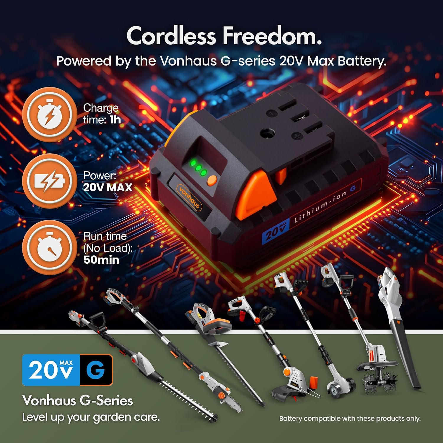Thumbnail 4 de VonHaus Pole Hedge Trimmer Cordless 20V – X2 Batteries & Charger, G-Series