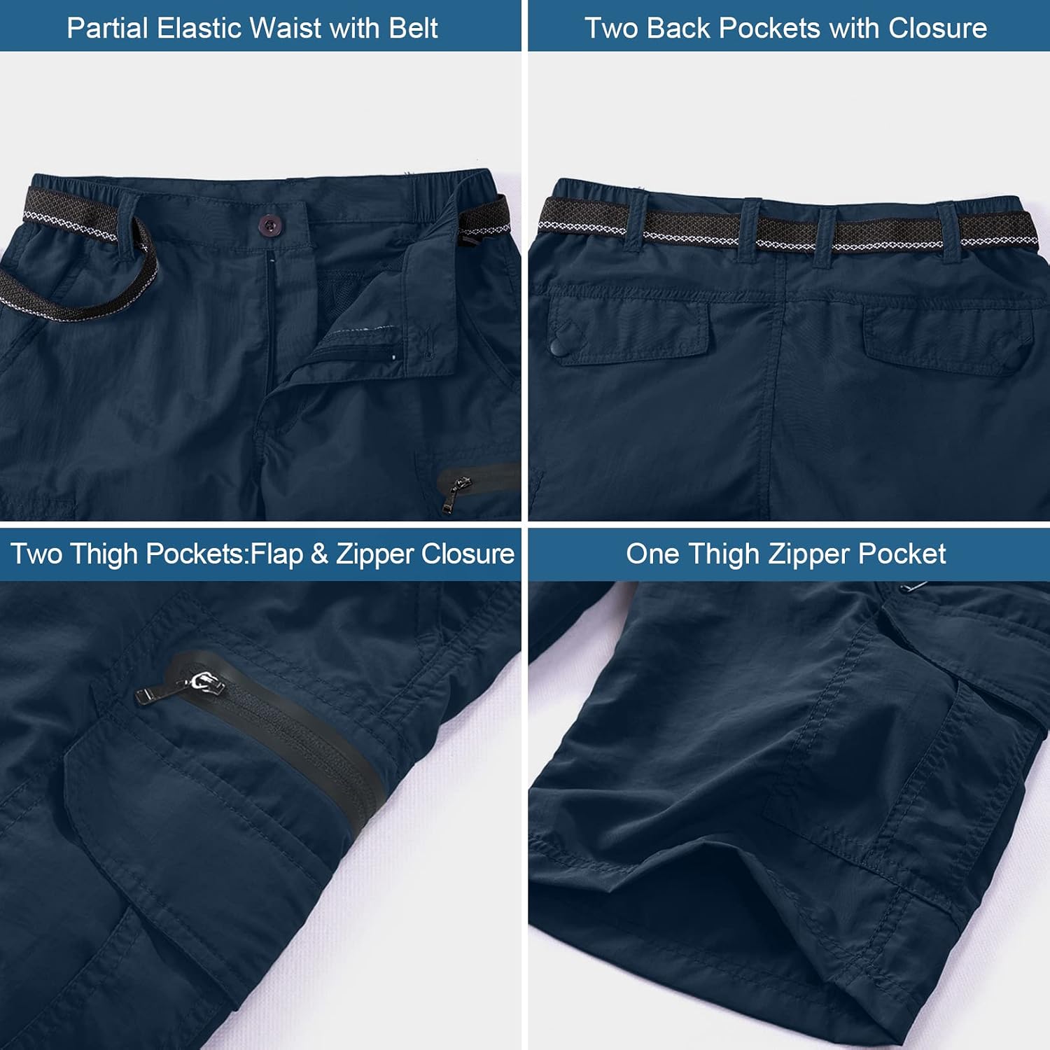 Thumbnail 2 de Jessie Kidden Men's Outdoor Casual Expandable Waist Lightweight Water-Resistant Quick-Dry Shorts