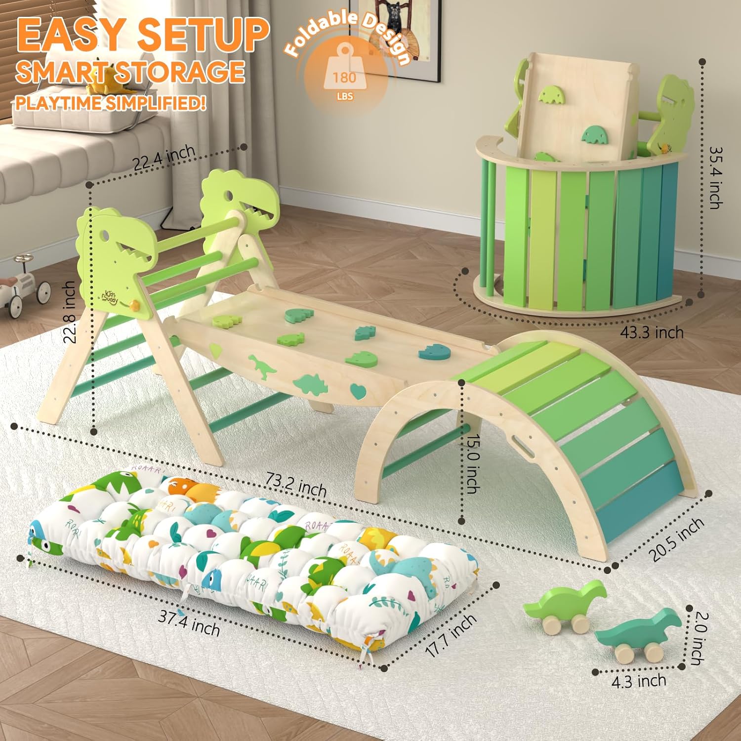 Thumbnail 1 de KidsBuddy Pikler Triangle Set with Cushion (9-in-1 Indoor Climbing Toys for Toddlers 1–3)