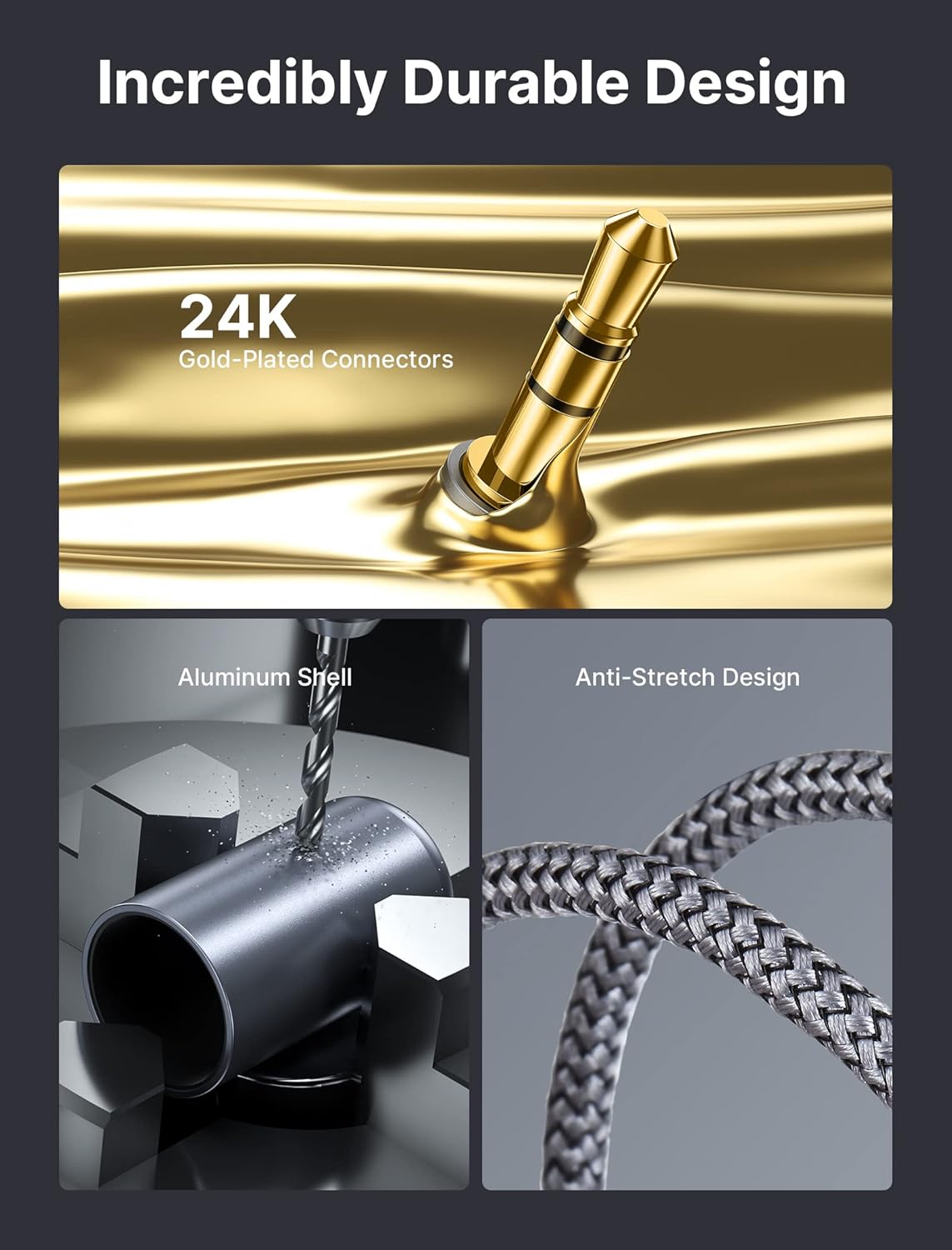Detalle de JSAUX RCA to 3.5mm Cable 6.6ft — aux cable