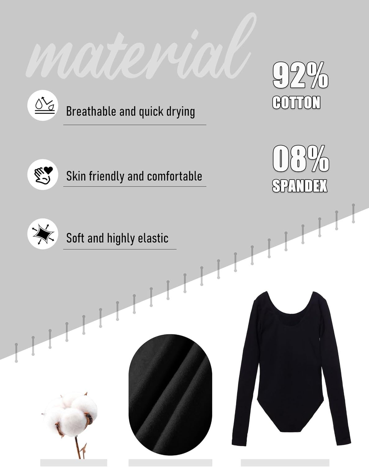 Thumbnail 6 de MdnMd Girls' Long-Sleeve Leotard, Cotton