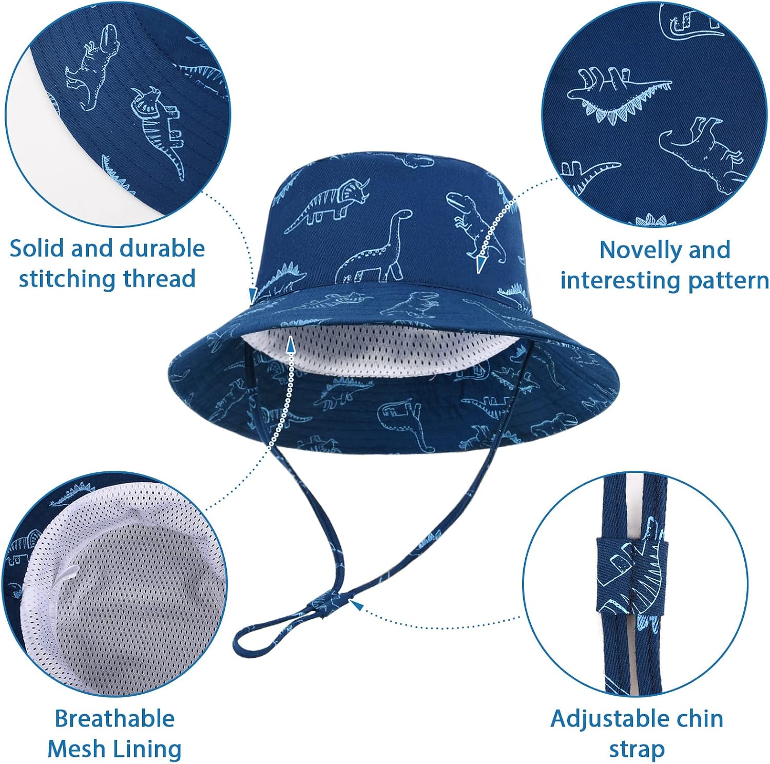 Detalle de TOMEEK Baby Sonnenhut Unisex Kinder Sommerhut UV-Schutz Fischerhut mit verstellbarem Kordelzug