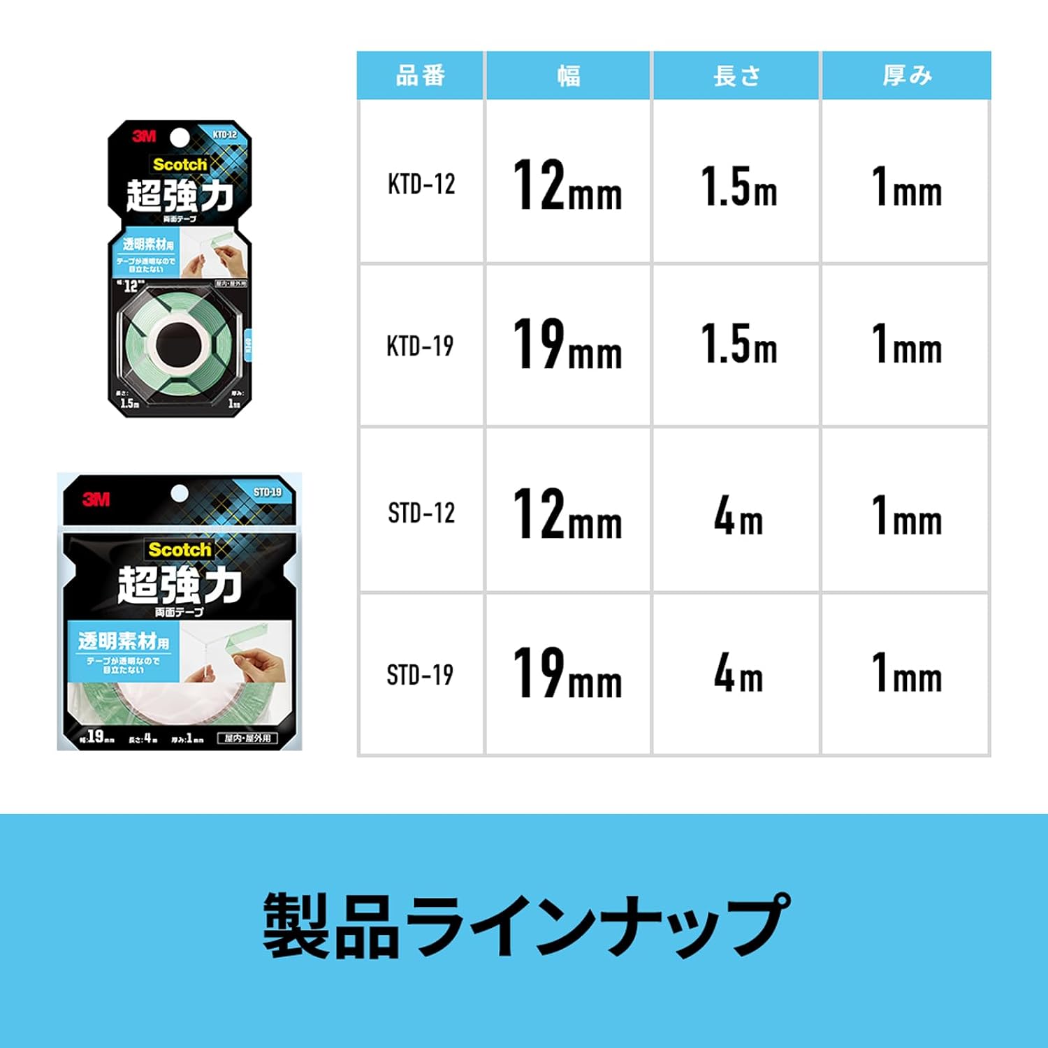 Thumbnail 6 de 3M スコッチ STD-12 透明素材用の超強力両面テープ 幅12mm・長さ4m
