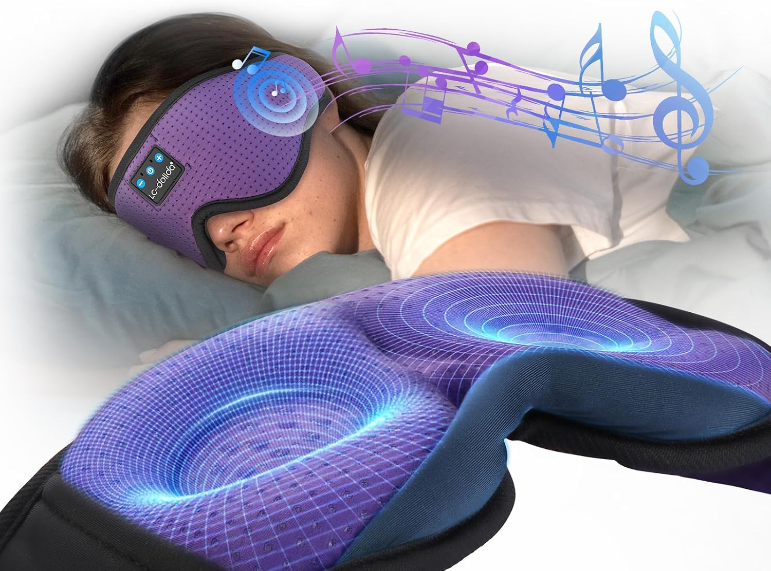 Detalle de LC-dolida Bluetooth Sleeping Headphones Eye Mask