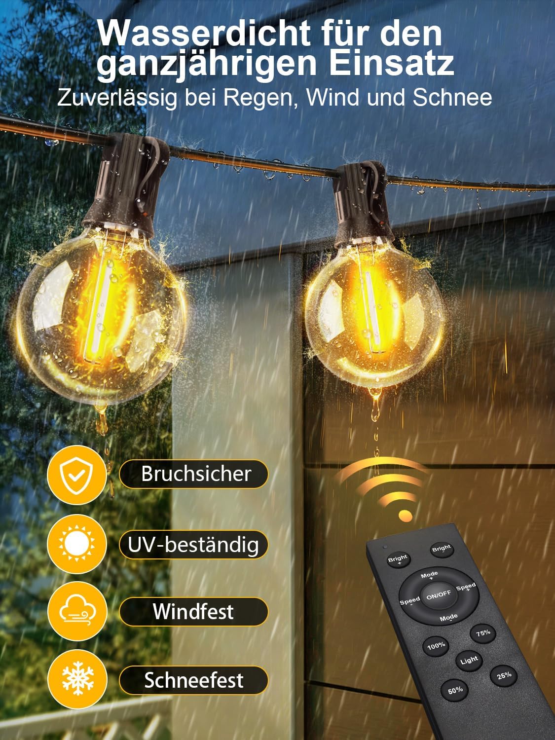 Thumbnail 4 de Lichterkette Außen mit App-Steuerung, 30 m – G40 LED, Musik-Sync, IP44, 24 V