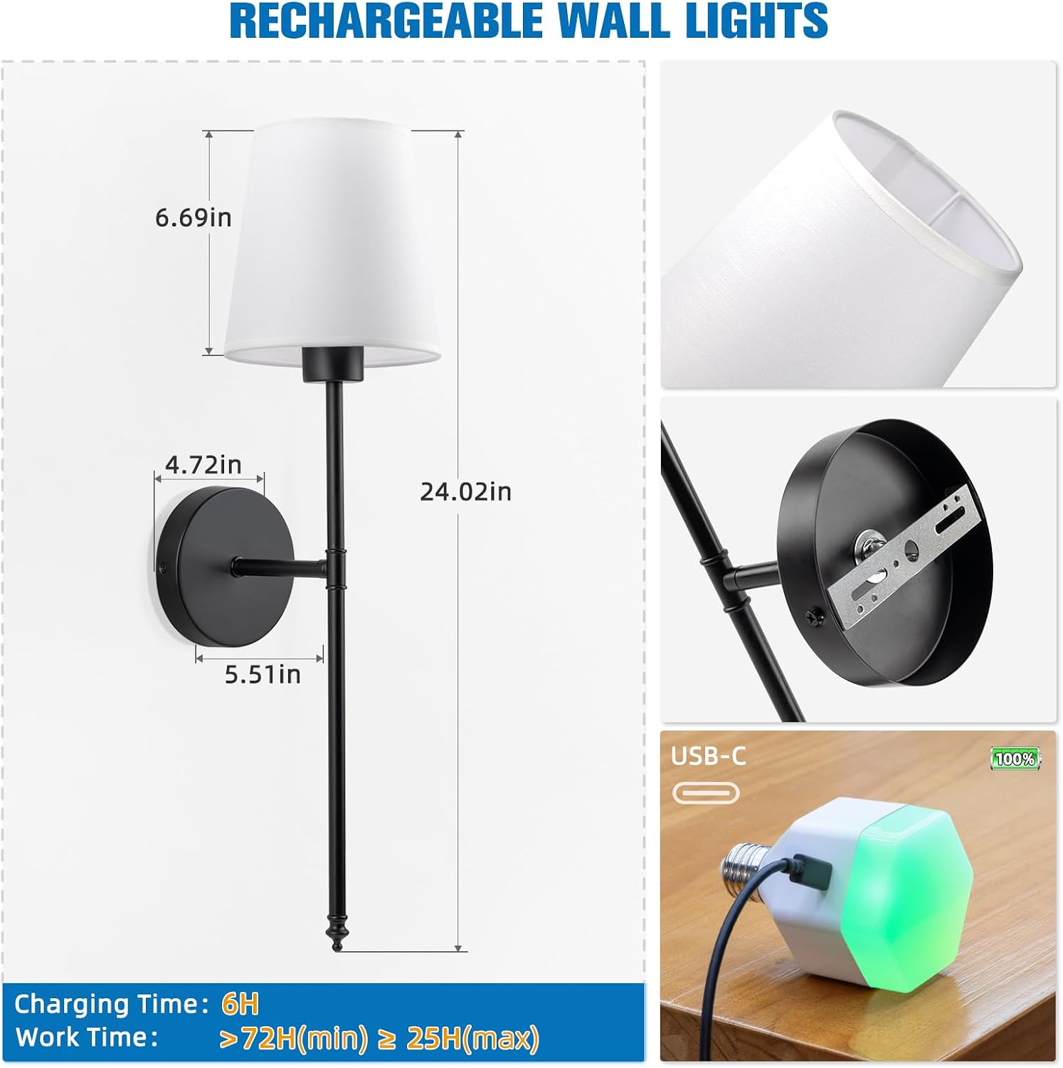Thumbnail 6 de NIORSUN Wall Sconce 5200mAh Black