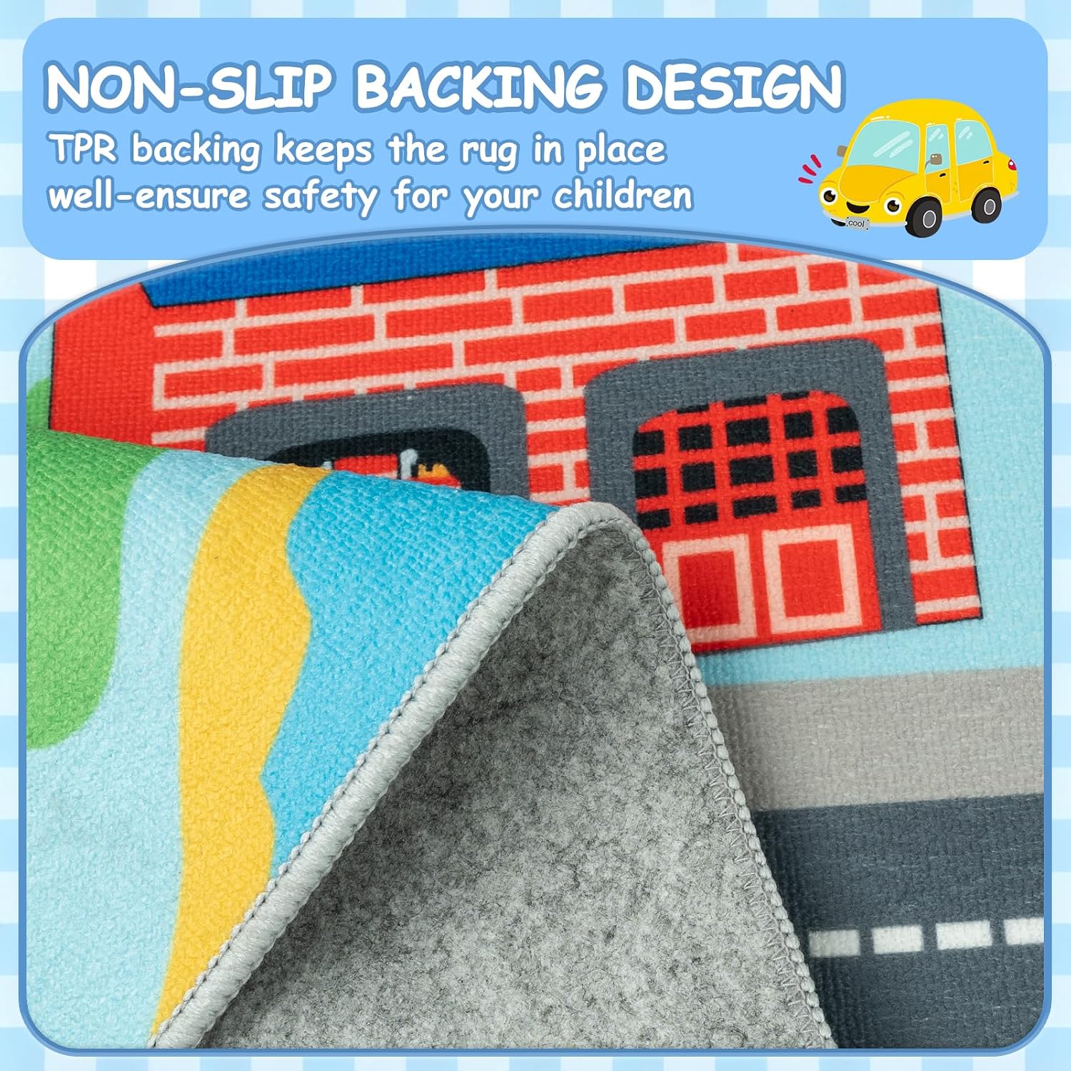 Detalle de Capslpad Kids Play Rug Town City Road Car Mat 100x160cm – Pastel Blue