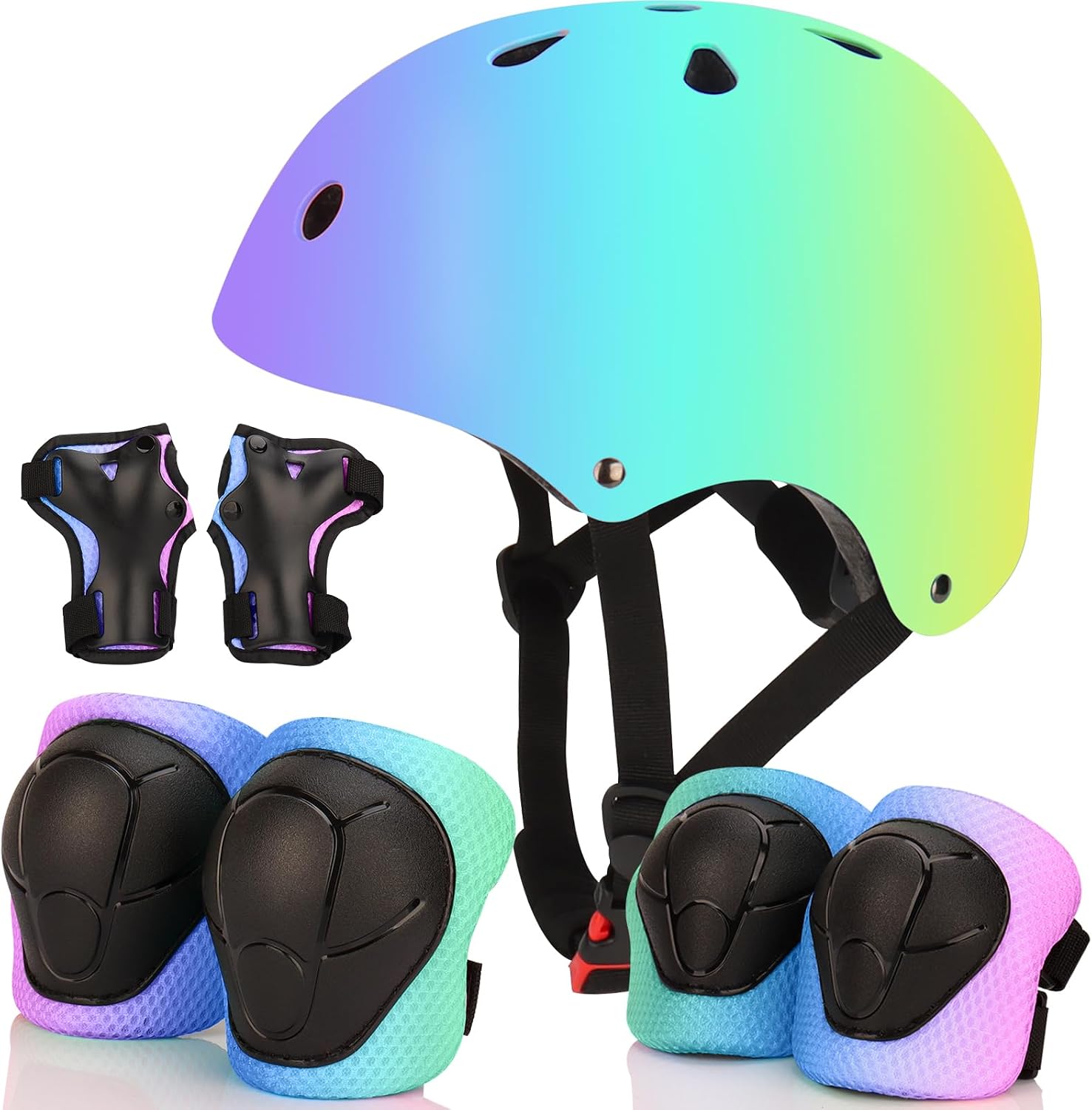 Thumbnail 6 de Color Gradient Adjustable Kids Bike Helmet with Knee and Elbow Pads (Ages 3–14) with 7-in-1 Protective Gear