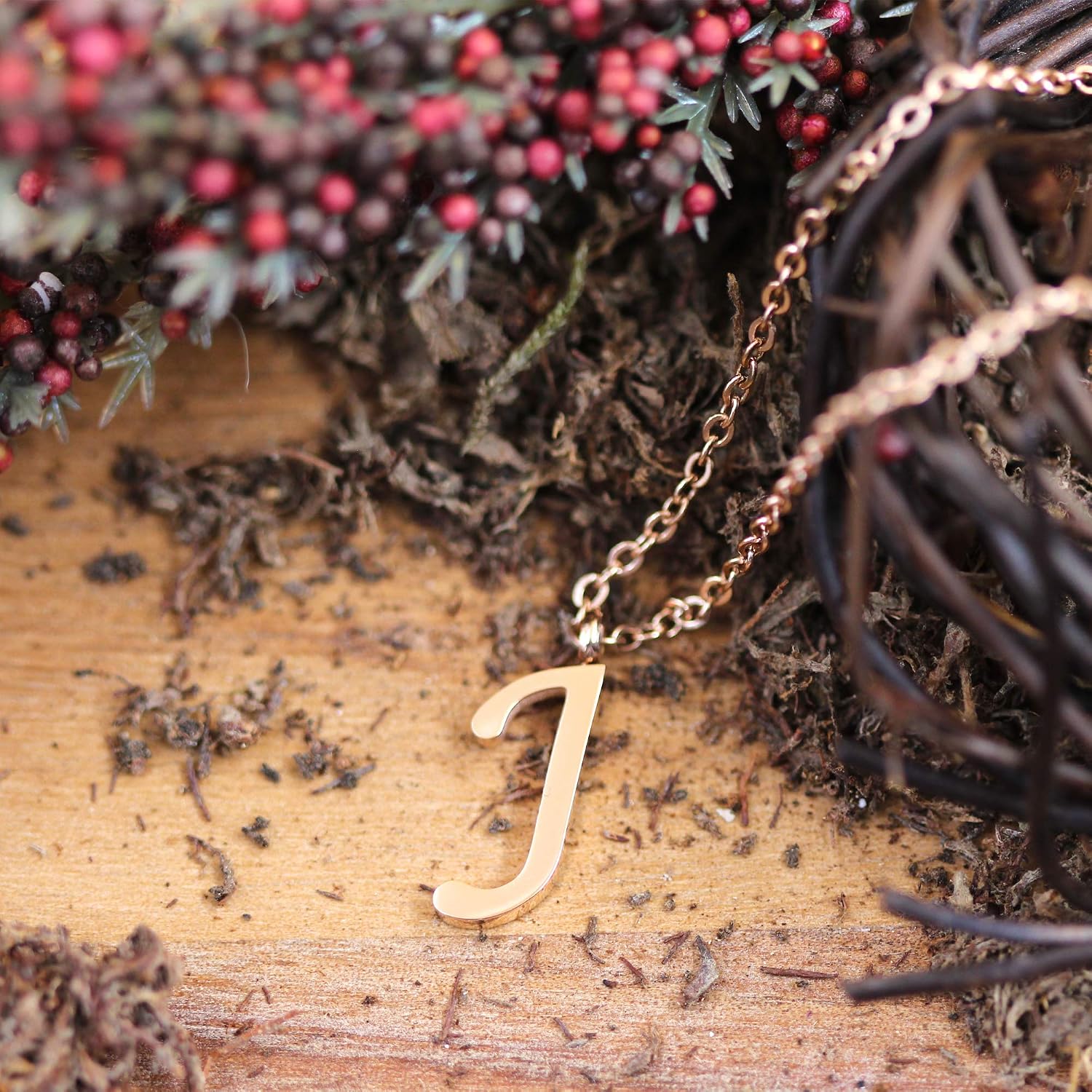 Thumbnail 3 de Morella Collar oro rosa 46 cm con colgante letra
