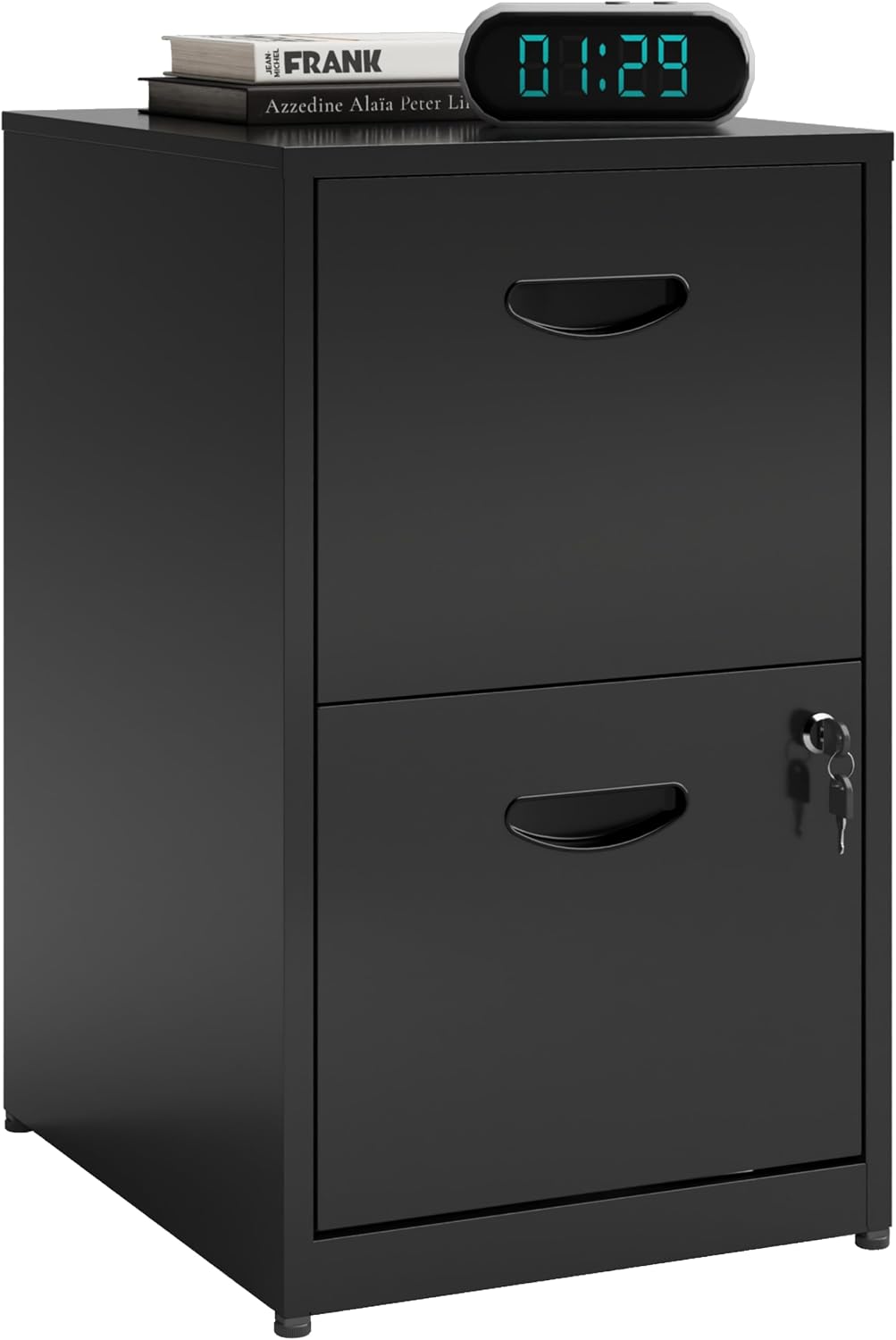 Detalle de Polup PP-ZKJJX-2F 2-Drawer Metal File Cabinet with Lock, Black