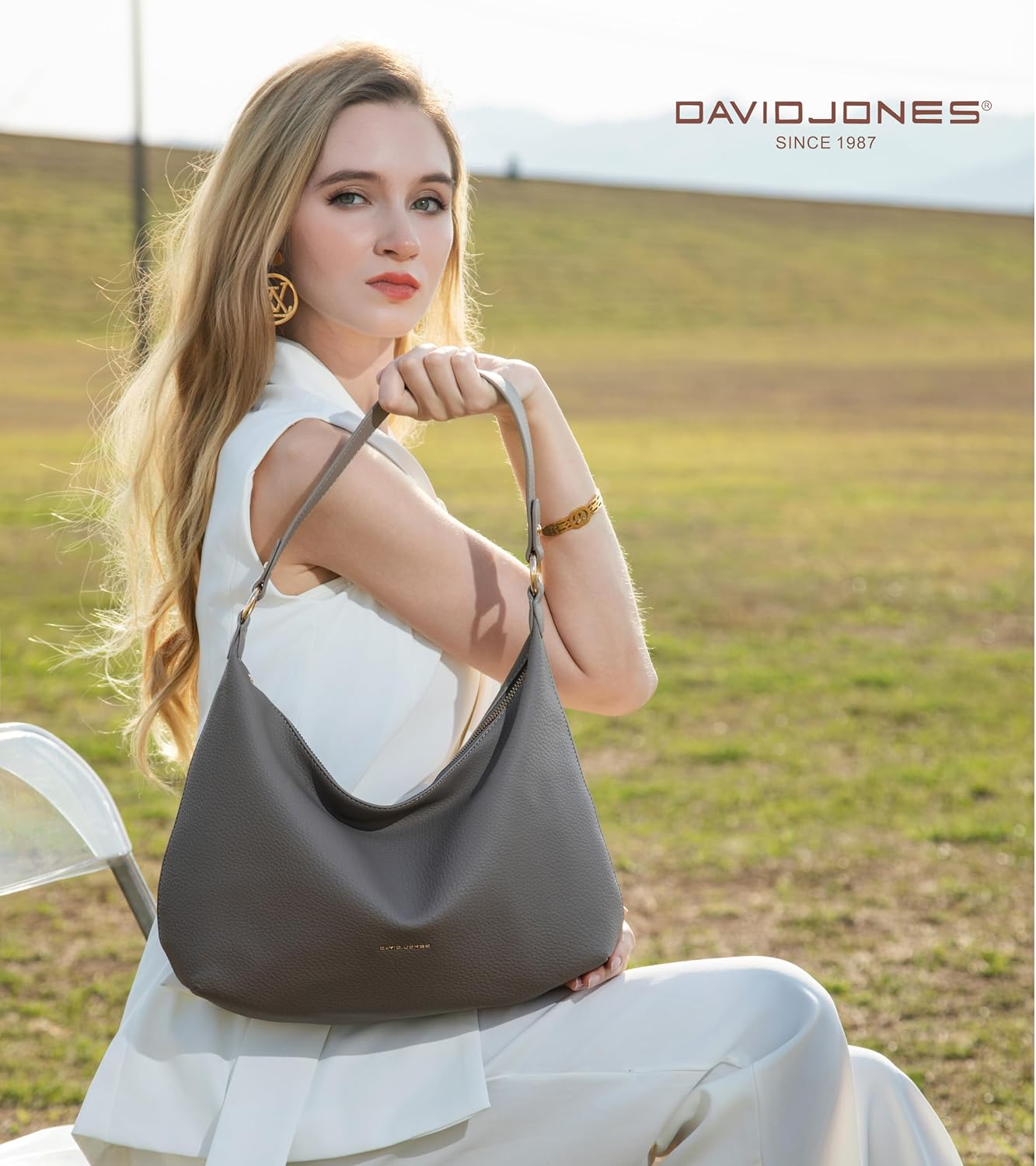Thumbnail 1 de David Jones Hobo bolso grande gris