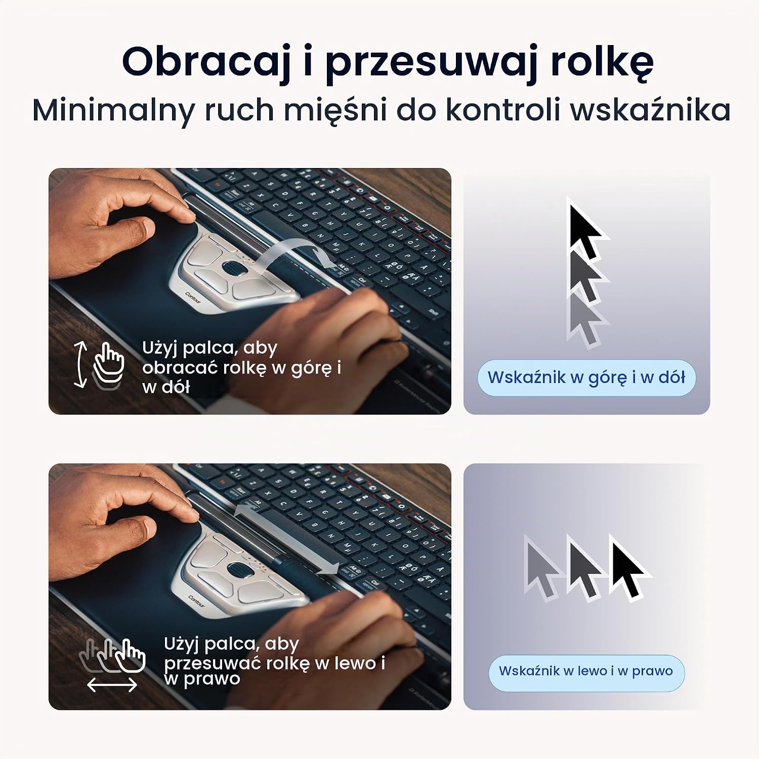 Detalle de Contour RollerMouse Red CDRMRED20210 – ergonomiczna mysz centralna, przewodowa