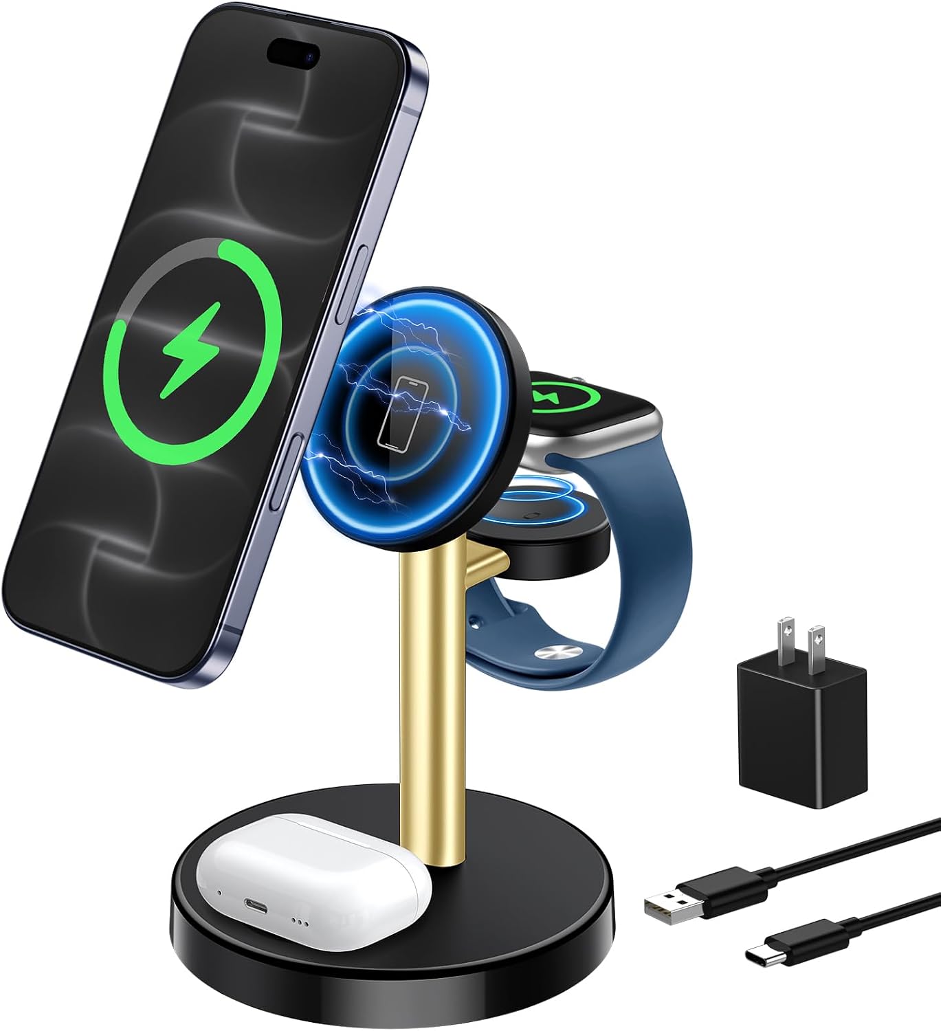 Detalle de Aeinidi 3-in-1 Wireless Charging Station 15W