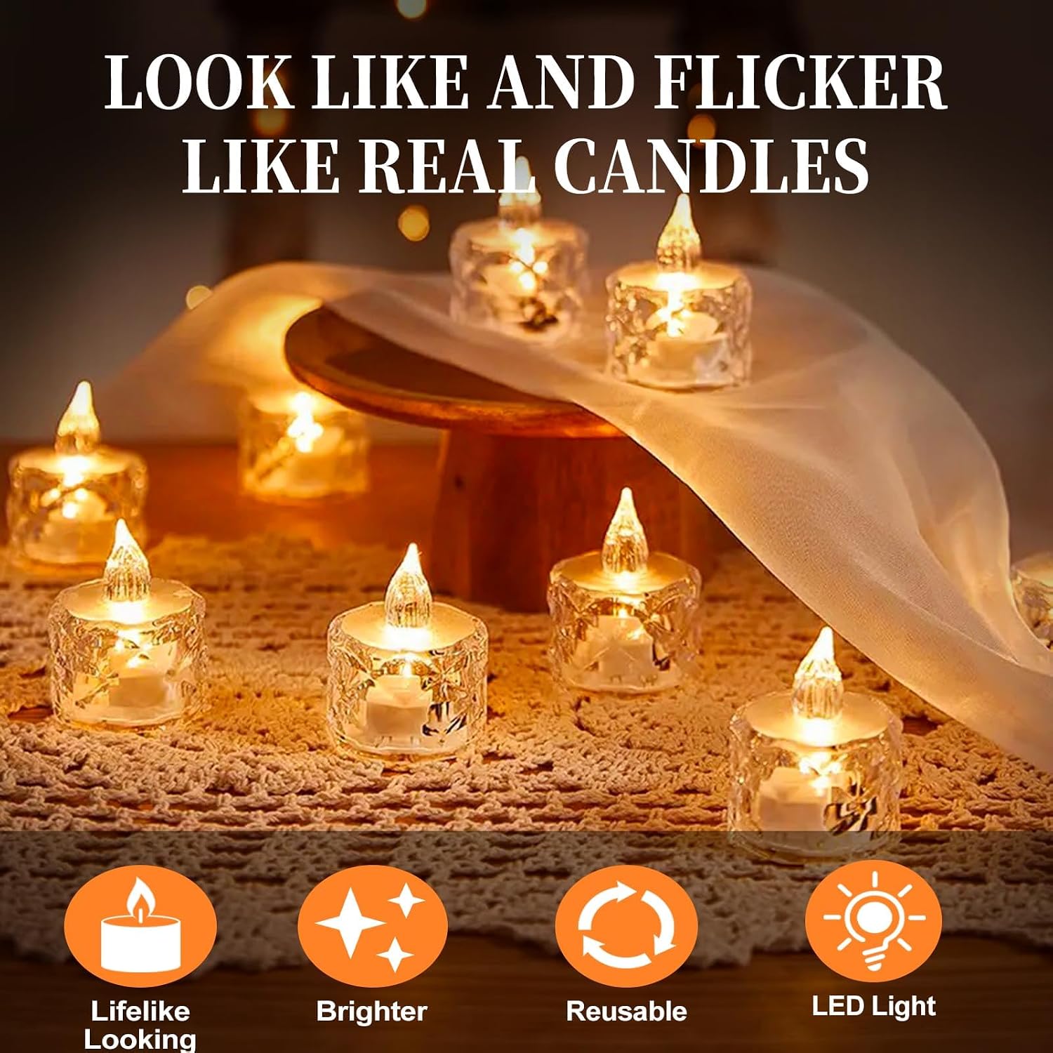 Thumbnail 3 de ZCOINS CBjj645-1 LED Tea Light Candles, 24-Pack, Warm White, Clear Crystal