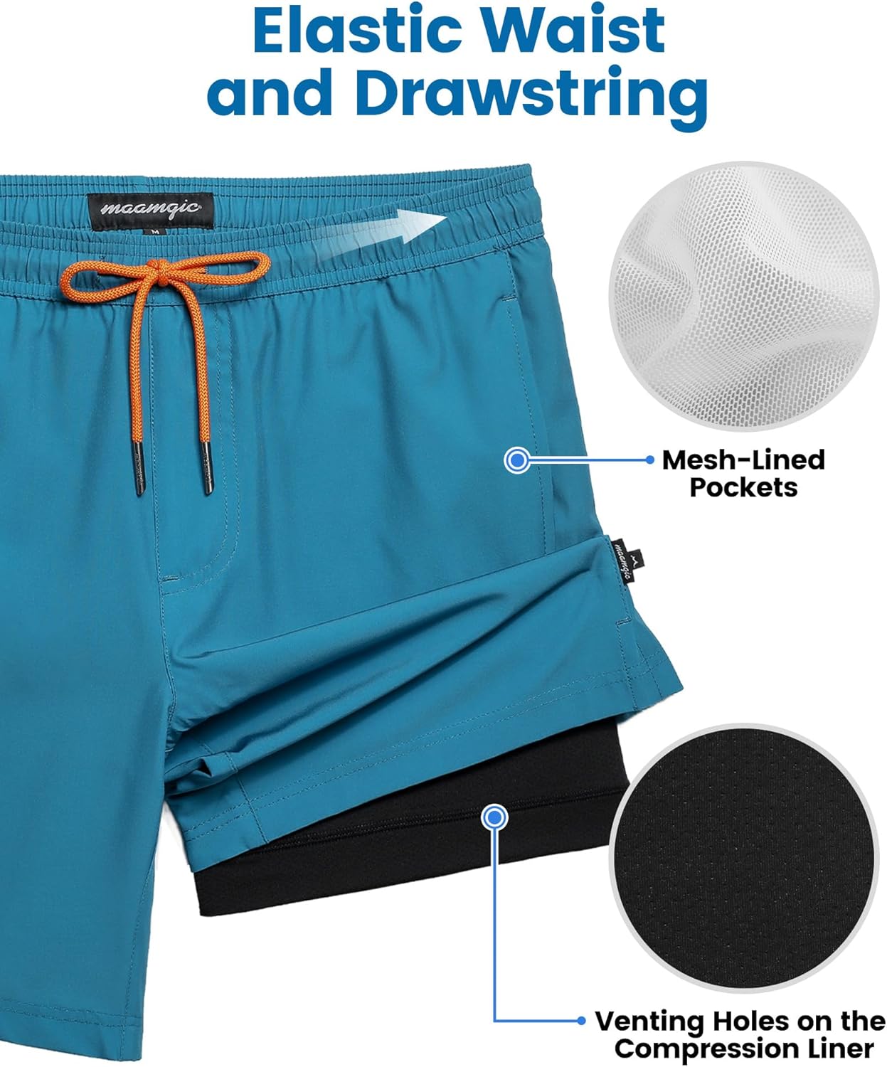 Detalle 1 de MaaMgic Herren-Badehose 2 in 1 7