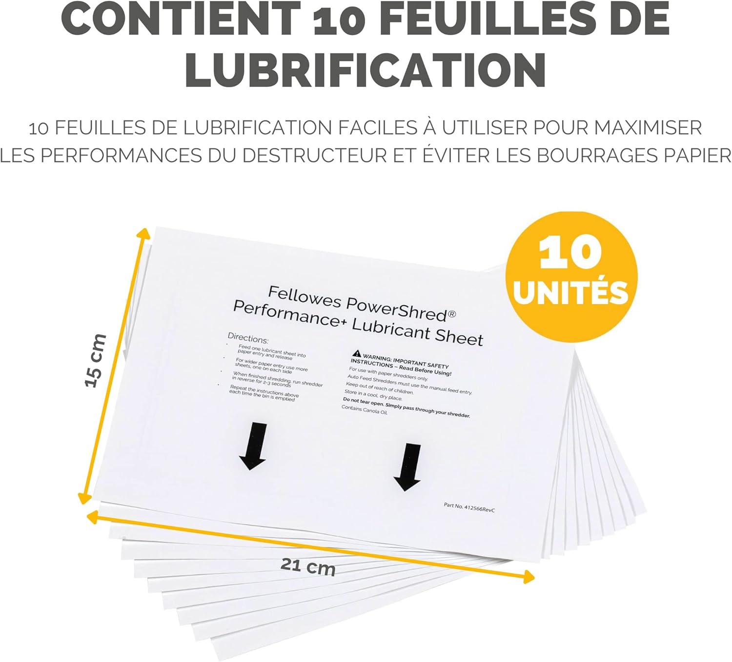 Thumbnail 6 de Fellowes Lot de 10 feuilles lubrifiantes pour destructeur de documents (4025601) – performance et réduction des bourrages