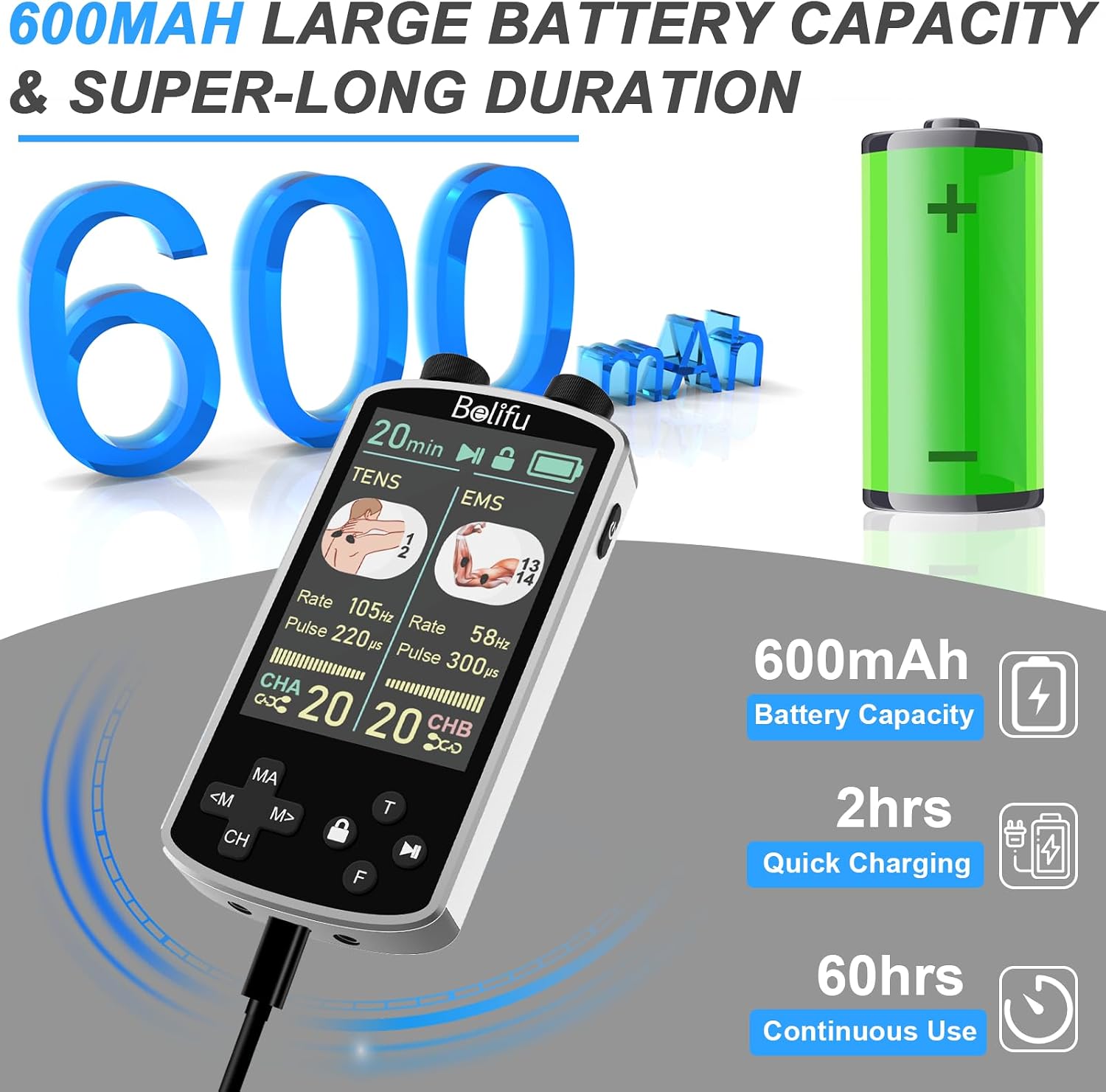 Thumbnail 6 de Belifu TENS EMS Unit with 3.8-Inch Display