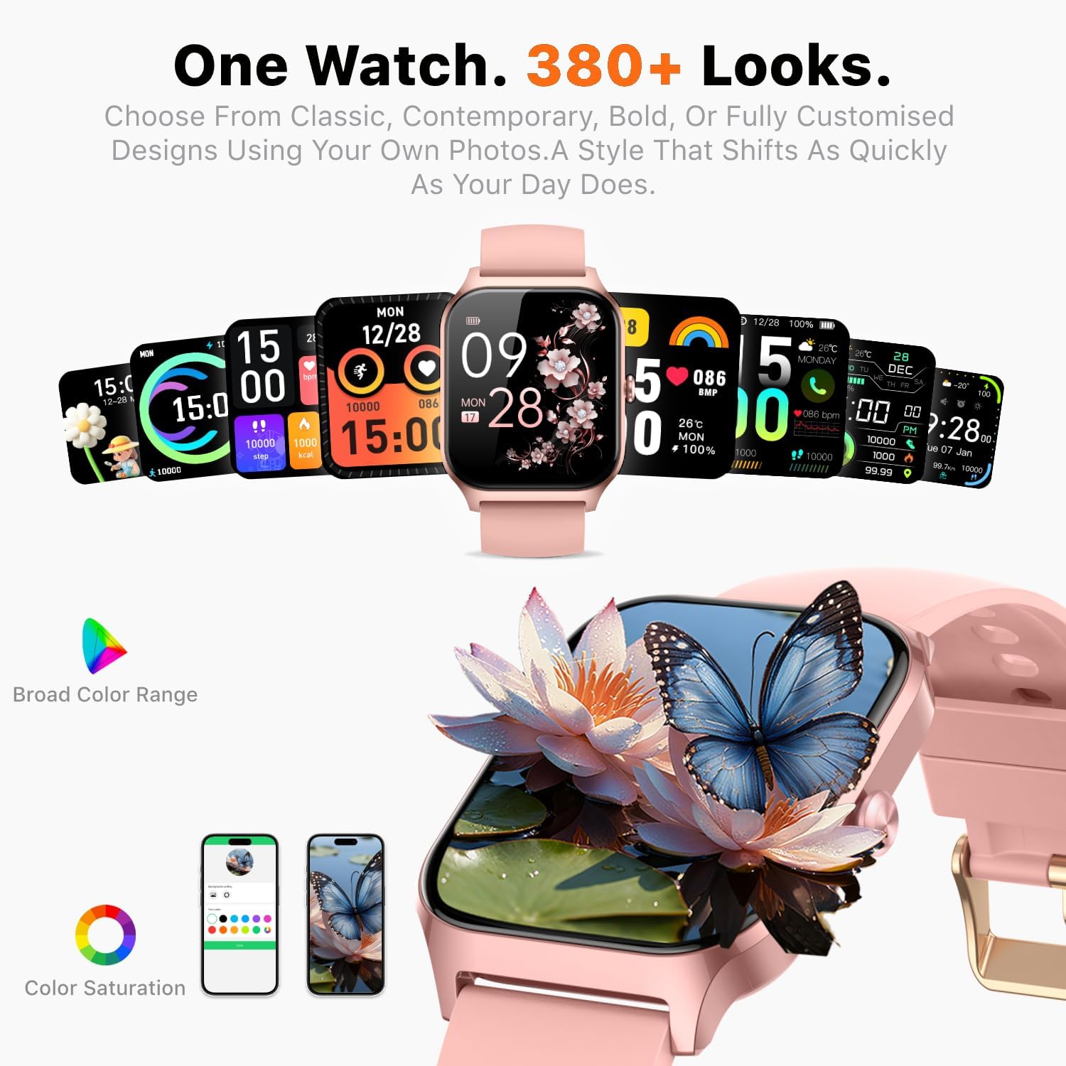 Thumbnail 6 de Kriutefy Smart Watch for Women & Men (Sakura Pink) – Bluetooth Calling, 110+ Sports Modes and Sleep Tracking