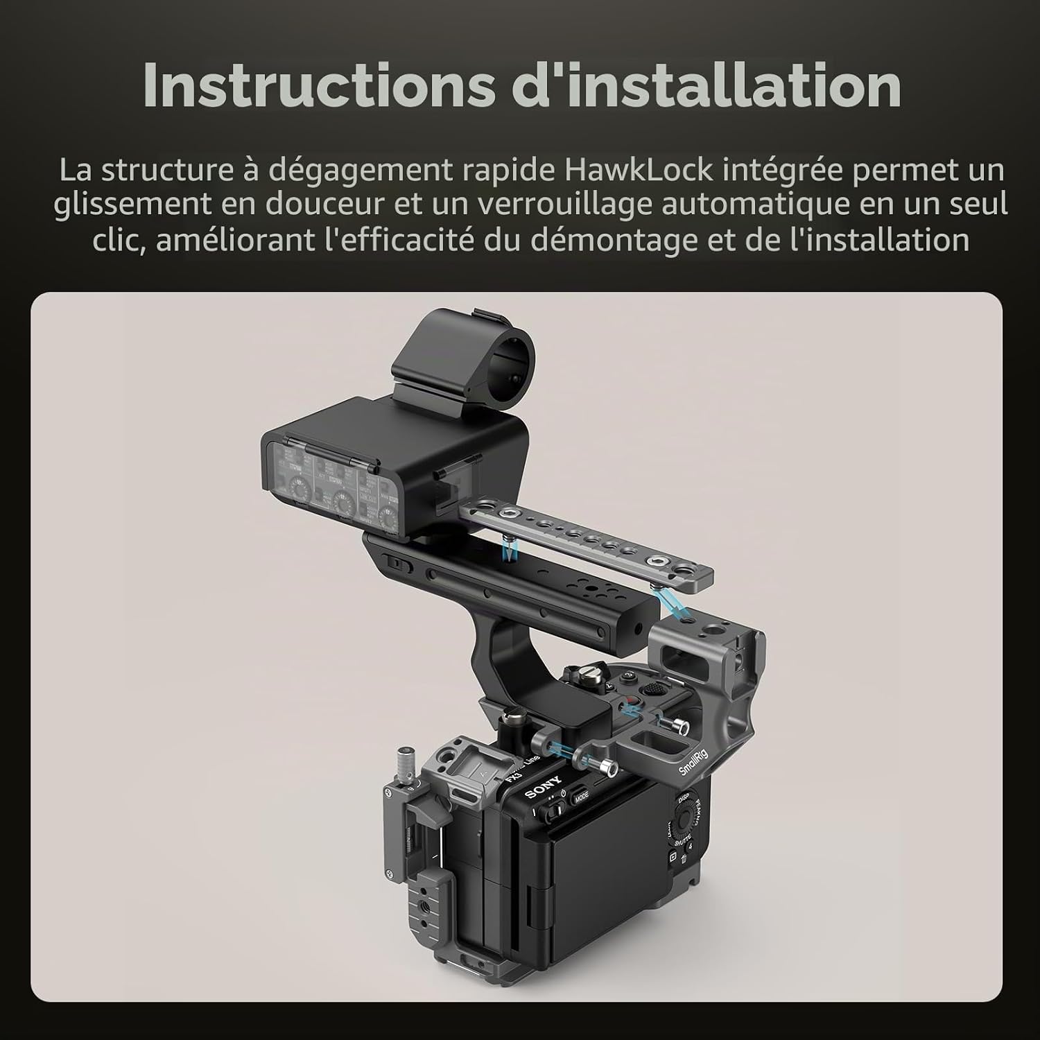 Detalle de SMALLRIG 4830 poignée XLR 20 kg