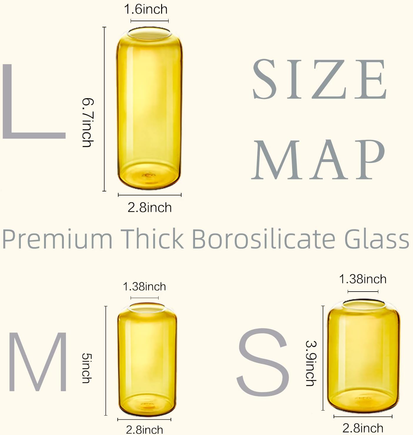 Thumbnail 3 de ZENS Glass Vase Set of 3 – Amber Bud Vases for Table Centrepieces