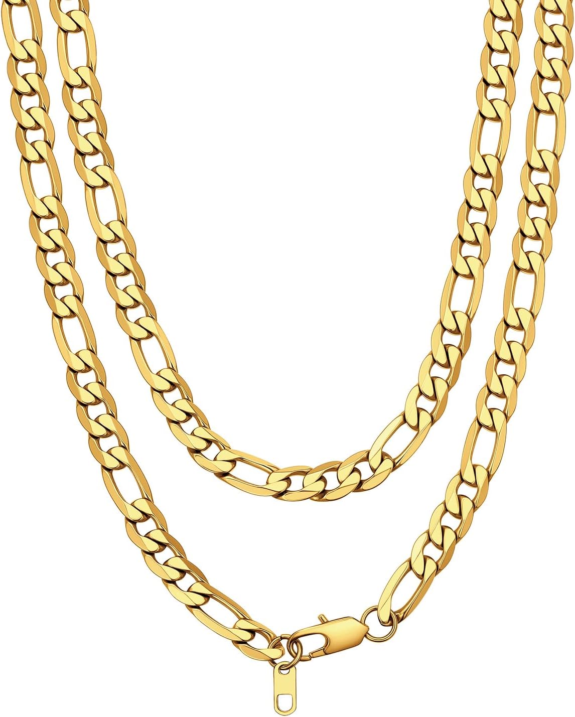 Detalle de Bandmax Chaîne Figaro 3 en 1 acier inoxydable 316L plaqué or 18 carats – collier homme / femme