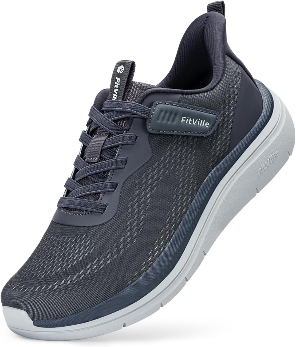 Detalle de FitVille Mens Extra Wide Trainers with Arch Support — road running shoes in a wide toe fit