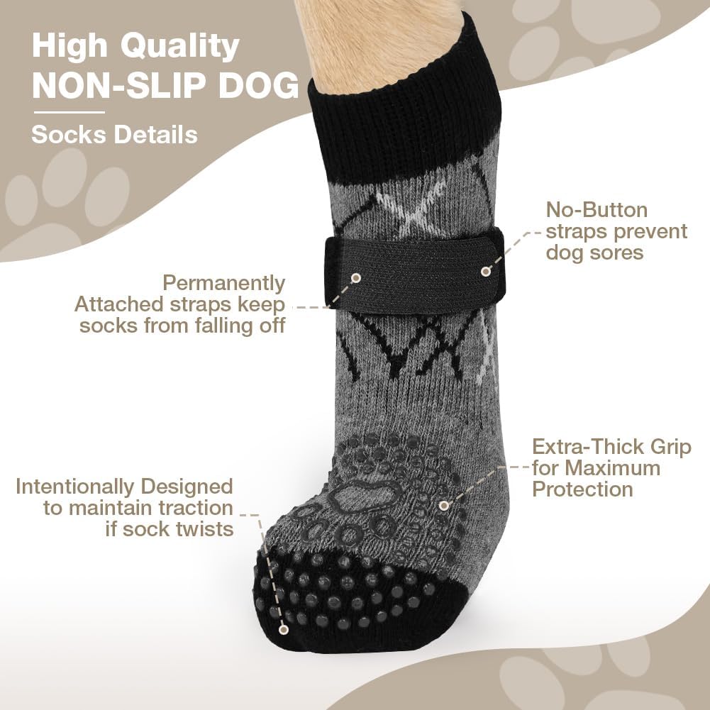 Thumbnail 2 de Adiwo 2 Pairs Anti Slip Dog Socks (Size M) – Paw Protectors with Grips for Injured Paws & Indoor/Outdoor Walking