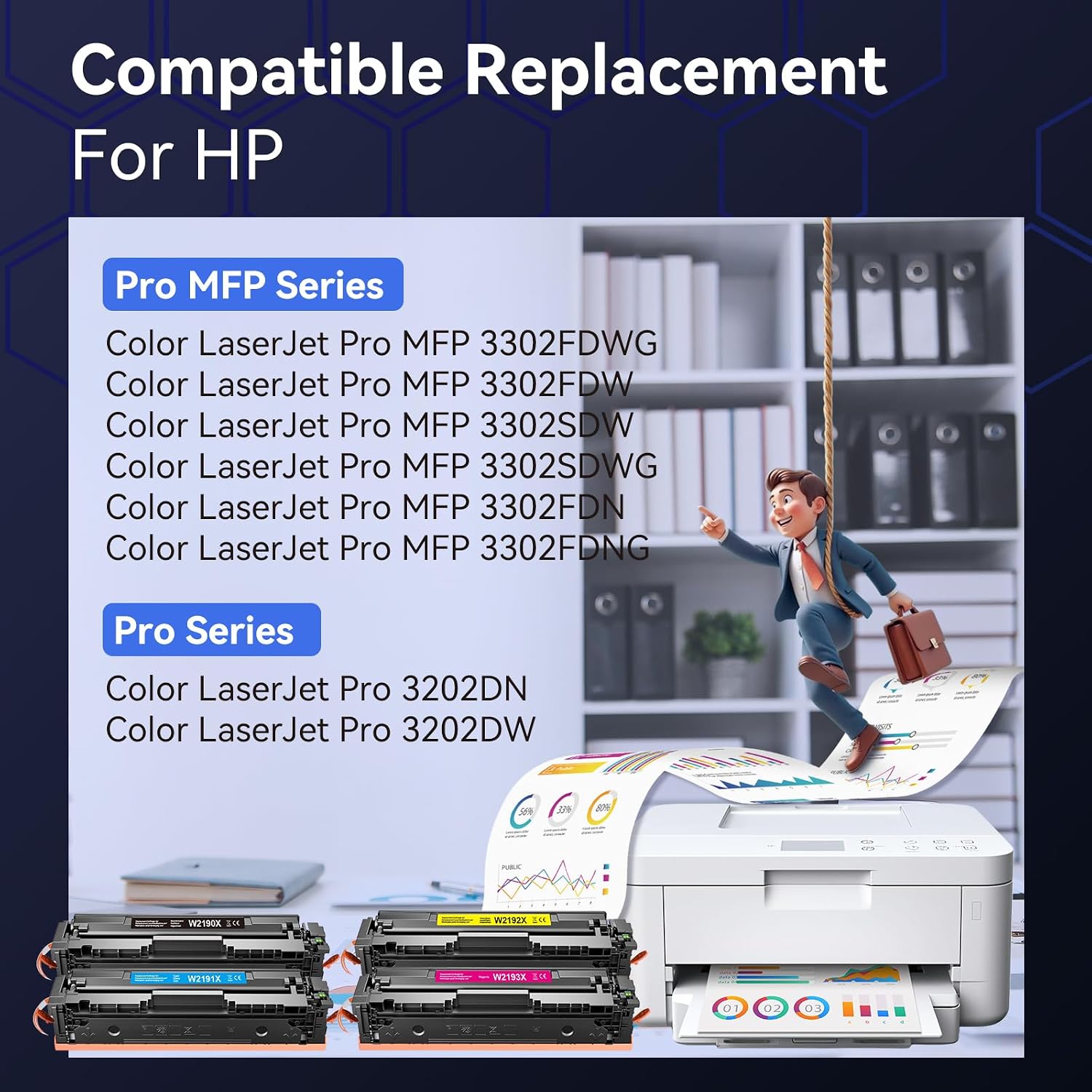 Detalle de 219X (Mit Chip) Toner-Set (4er-Pack) für HP Color LaserJet Pro 3302/3202 – integrierter Chip