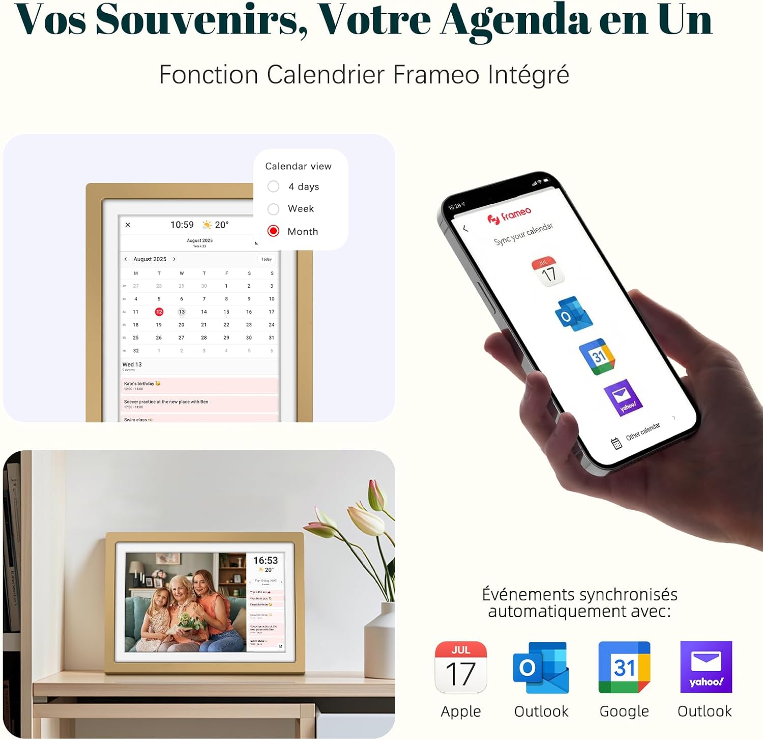 Thumbnail 5 de Frameo Cadre Photo Numérique WiFi 10,1 pouces Or Sunset – 32 Go et Écran HD IPS