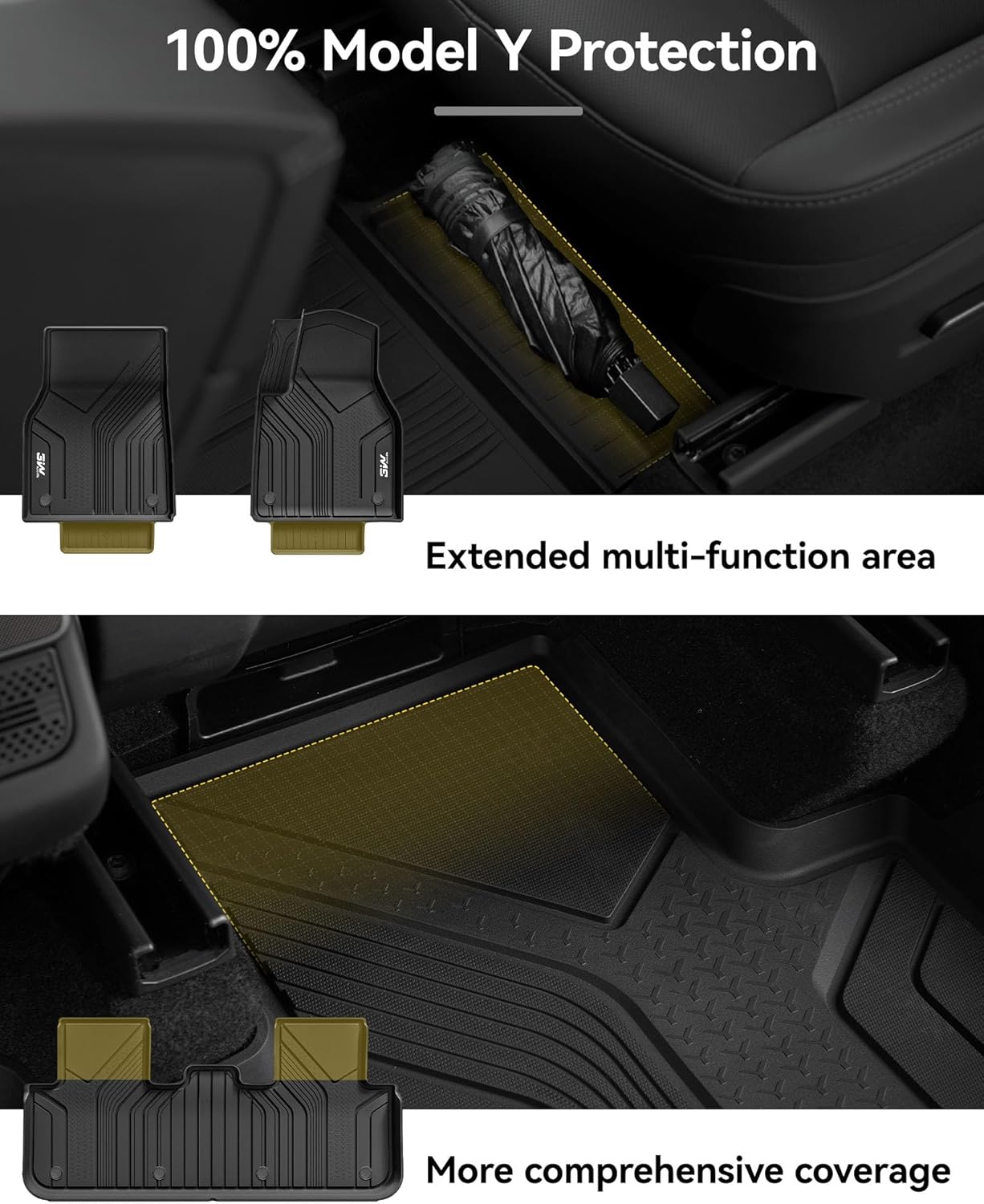 Thumbnail 3 de 3W [RHD] 7Pcs Floor Mats and Boot Liner for Tesla Model Y Juniper Premium Performance (2025–2026) – Thorex All Weather
