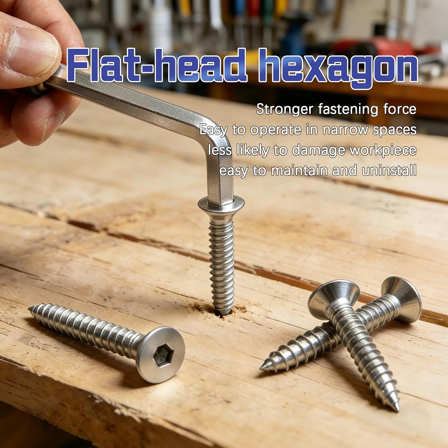 Thumbnail 6 de INDPROD #10 x 1-Inch Self-Tapping Wood Screws, Nickel-Plated Steel, 60-Piece