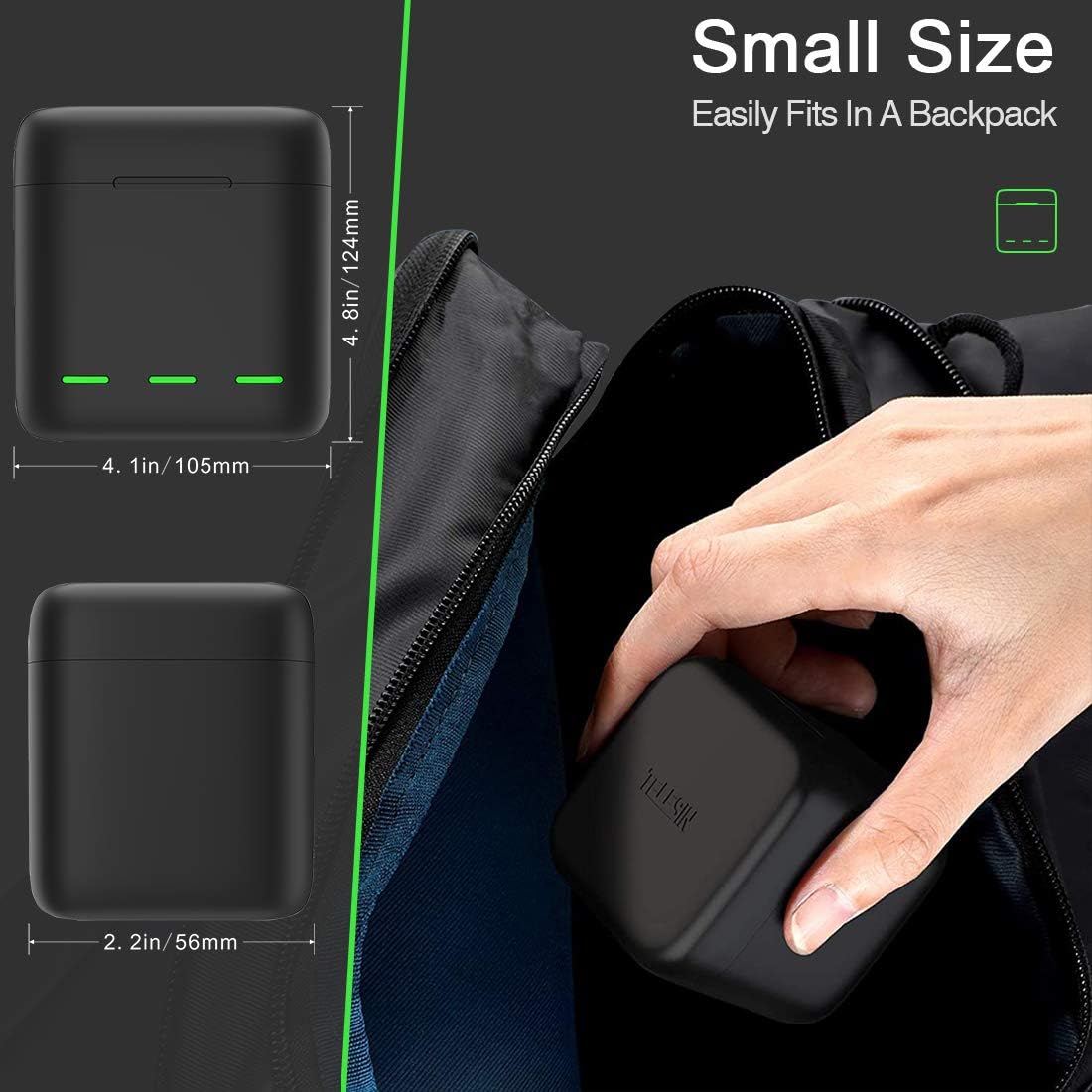 Detalle 2 de Jeebel batterijlader voor GoPro HERO 9/10/11/12 Black, 3 accu’s, 2,4 A