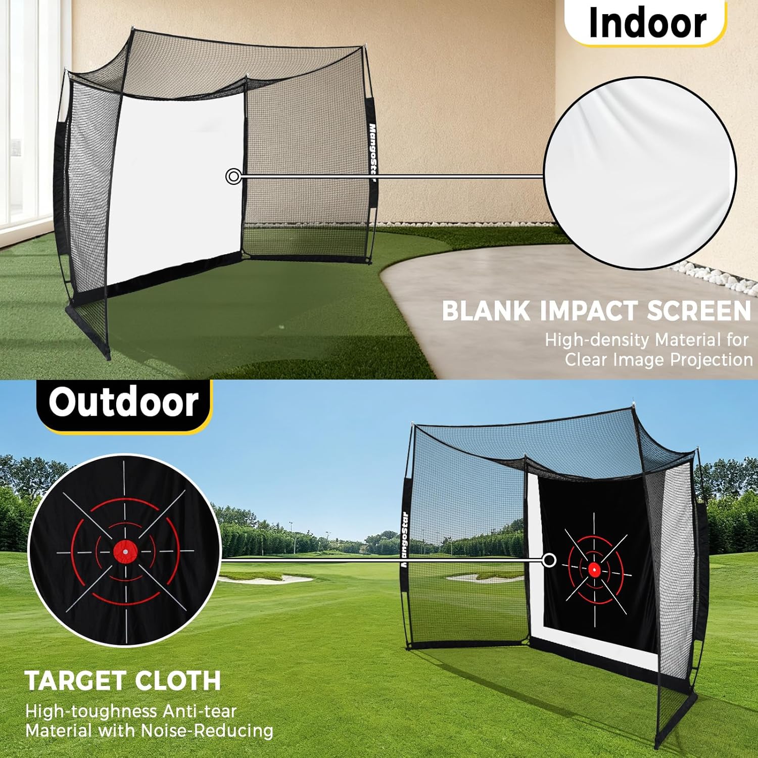 Thumbnail 3 de MangoStar Golf Net (11x8ft) Golf Simulator Hitting Net with HD Impact Screen & Target Cloth