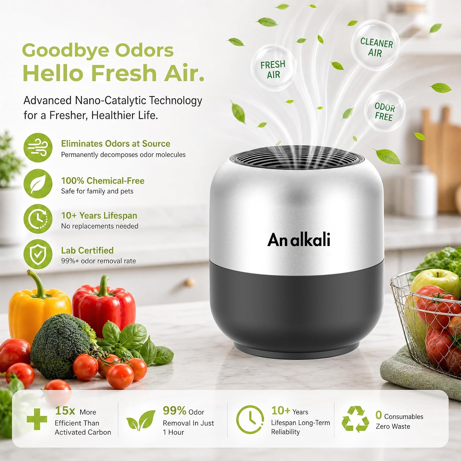 Thumbnail 6 de An alkali 2-Pack Refrigerator Deodorizer, Fragrance-Free Odor Neutralizer