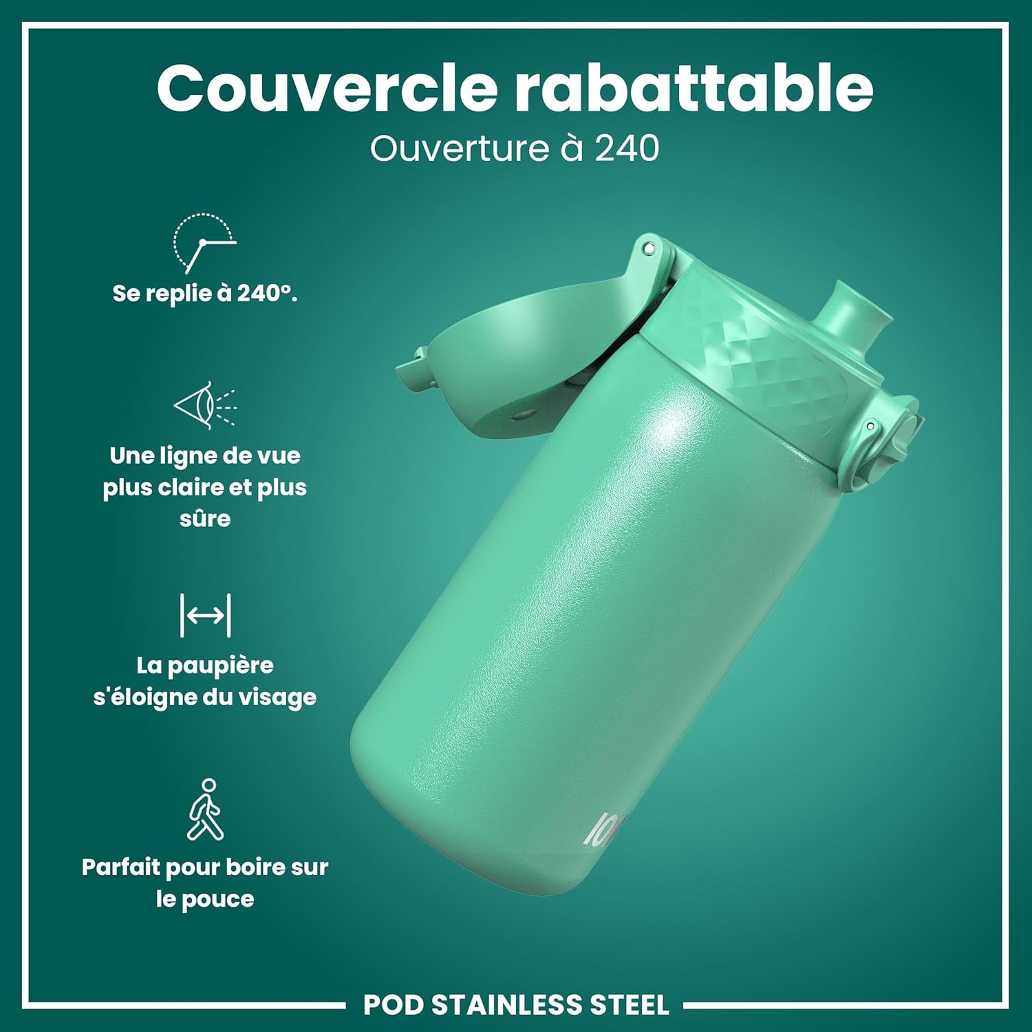Thumbnail 3 de Ion8 Gourde Enfant, Inox Léger 400 ml — Non isolée, anti-fuite et facile à ouvrir